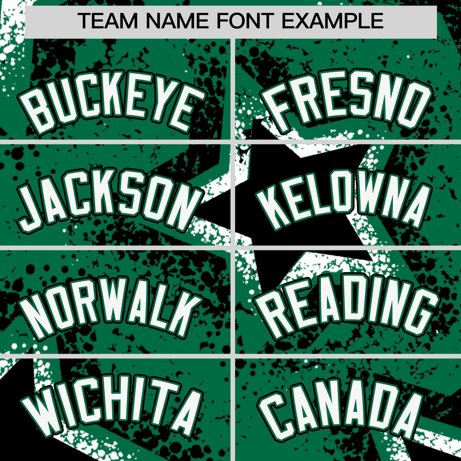 Custom Kelly Green White Black Star Graffiti Team Baseball Jerseys With Custom Names, Numbers & Logos Stretch Fabric Baseball Jersey| KXKSHOP