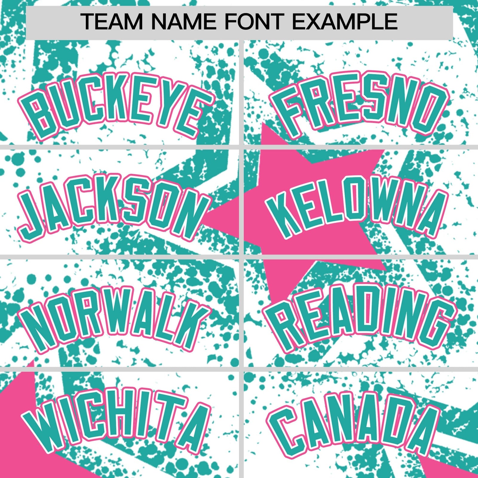 Custom White Aqua Pink Star Graffiti Team Baseball Jerseys With Custom Names, Numbers & Logos Stretch Fabric Baseball Jersey| KXKSHOP