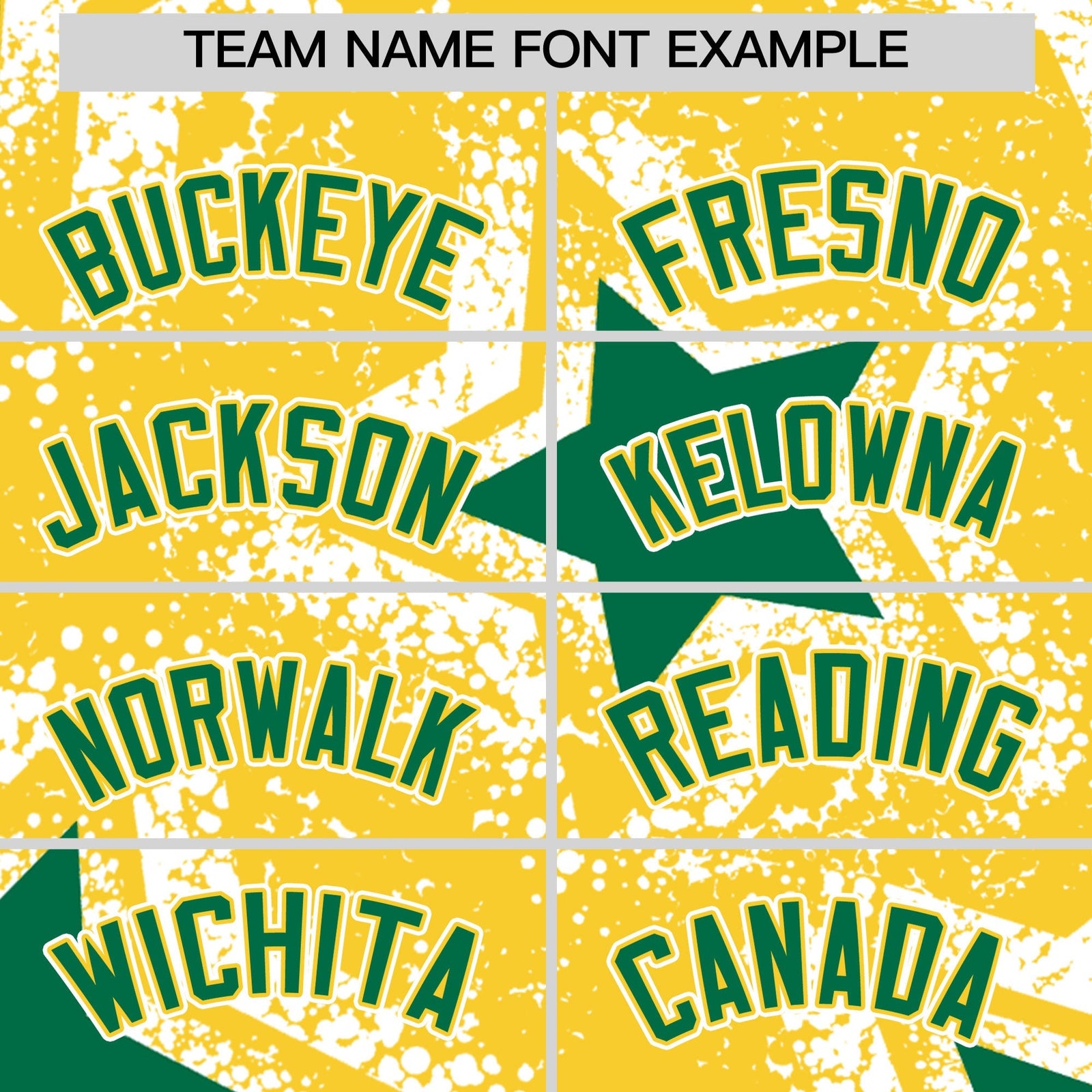 Custom Gold White Kelly Green Star Graffiti Team Baseball Jerseys With Custom Names, Numbers & Logos Lightweight Baseball Jersey| KXKSHOP
