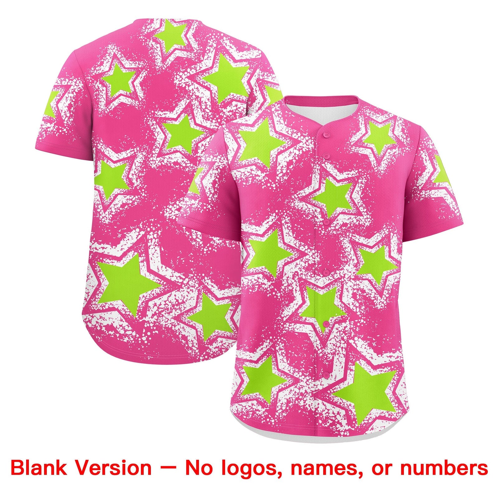 Custom Pink White Neon Green Star Graffiti Team Baseball Jerseys With Custom Names, Numbers & Logos Lightweight Baseball Jersey| KXKSHOP
