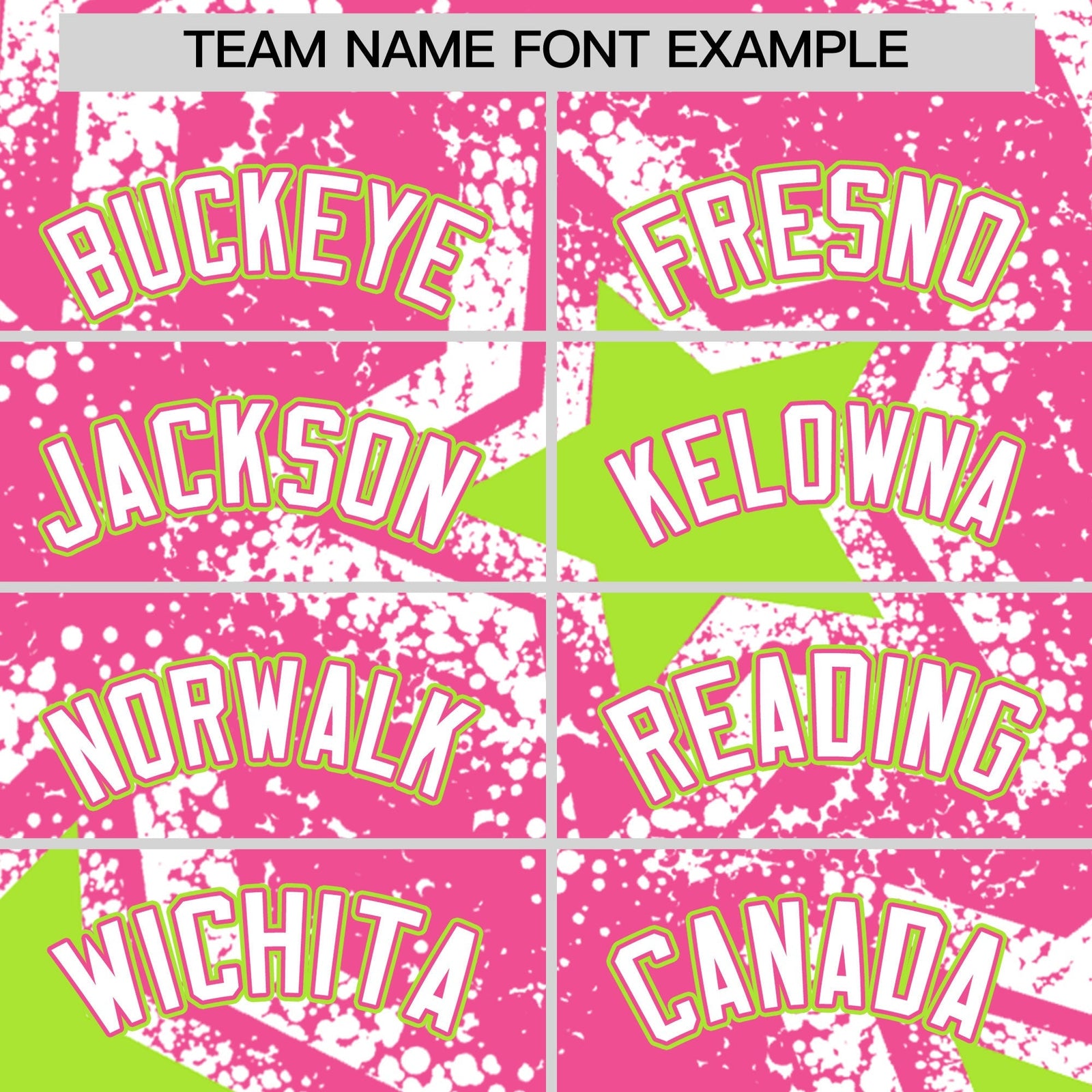Custom Pink White Neon Green Star Graffiti Team Baseball Jerseys With Custom Names, Numbers & Logos Lightweight Baseball Jersey| KXKSHOP