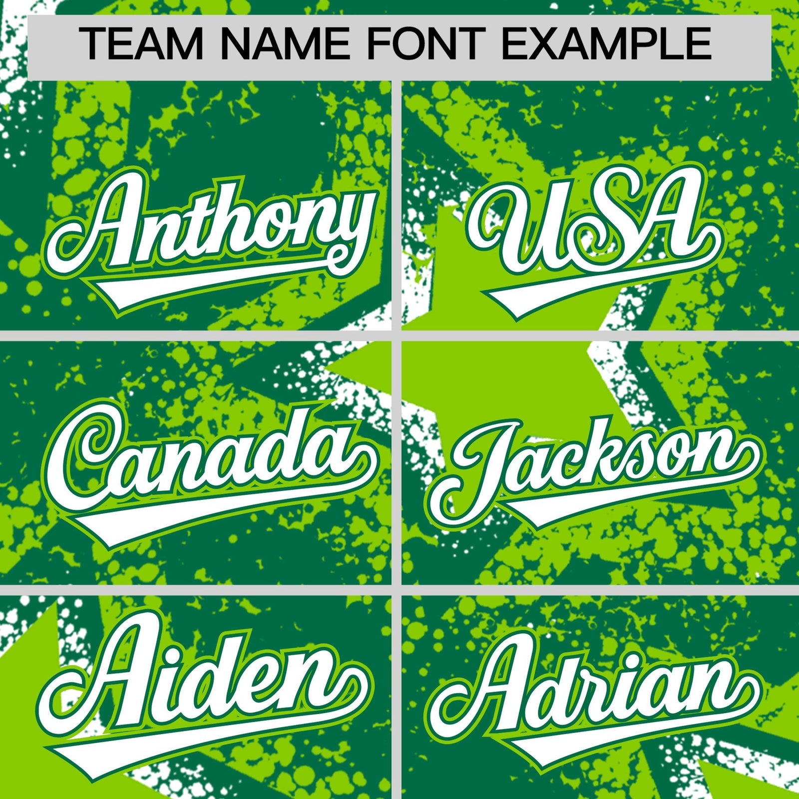 Custom Kelly Green Neon Green White Star Graffiti Team Baseball Jerseys With Custom Names, Numbers & Logos Stretch Fabric Baseball Jersey| KXKSHOP