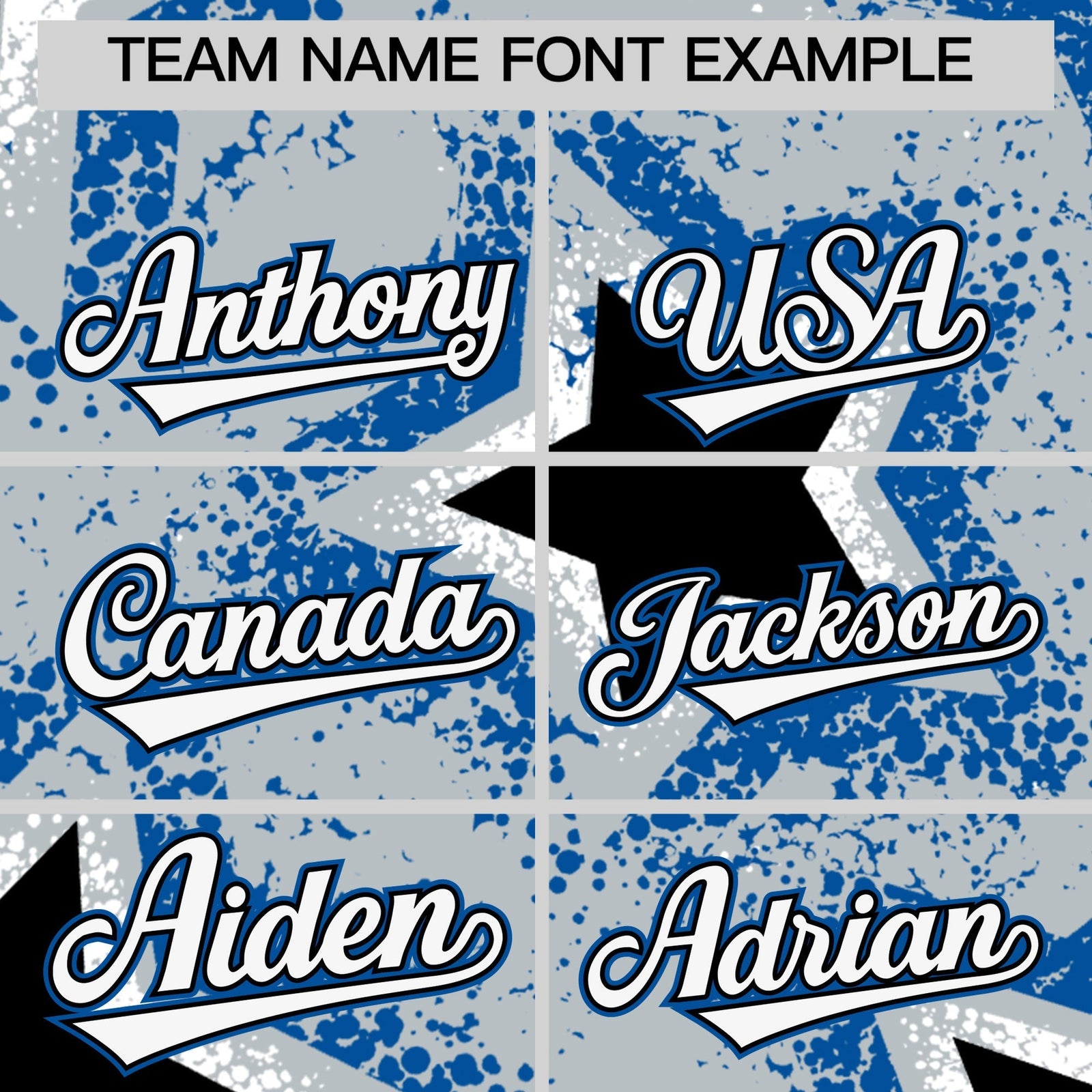 Custom Silver Black Royal Star Graffiti Team Baseball Jerseys With Custom Names, Numbers & Logos Lightweight Baseball Jersey| KXKSHOP