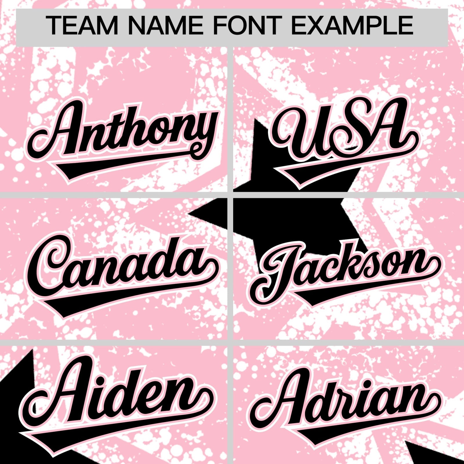Custom Light Pink White Black Star Graffiti Team Baseball Jerseys With Custom Names, Numbers & Logos Stretch Fabric Baseball Jersey| KXKSHOP