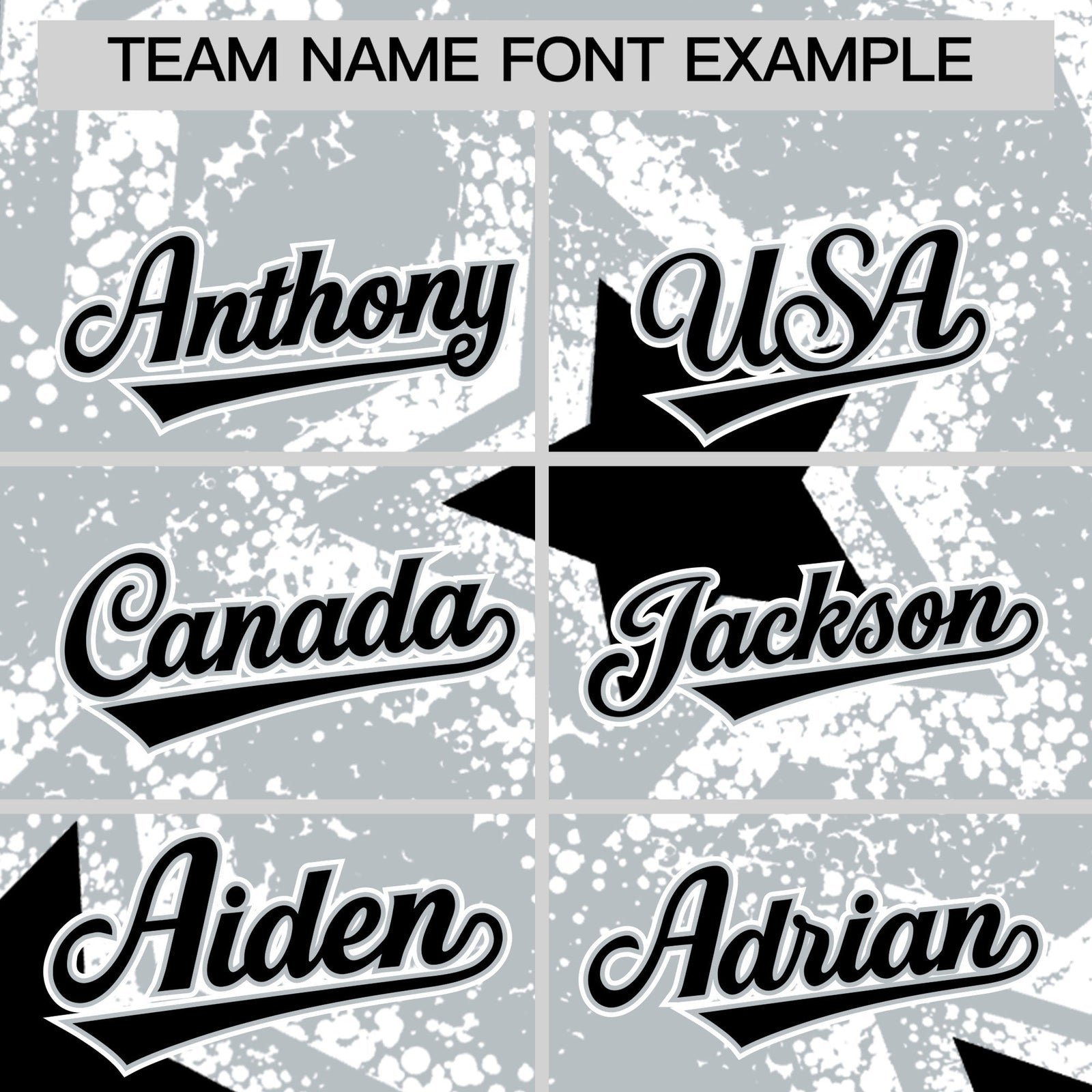 Custom Silver Black White Star Graffiti Team Baseball Jerseys With Custom Names, Numbers & Logos Stretch Fabric Baseball Jersey| KXKSHOP