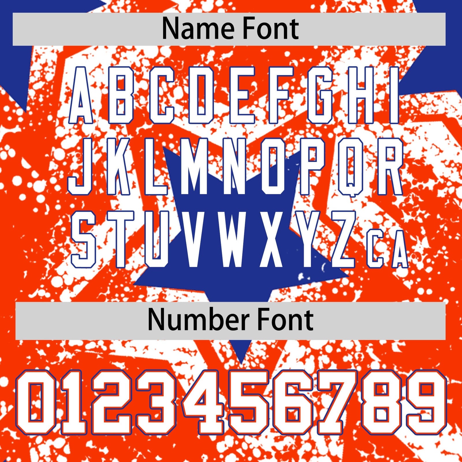 Custom Orange White Royal Blue Star Graffiti Team Baseball Jerseys With Custom Names, Numbers & Logos Lightweight Baseball Jersey| KXKSHOP