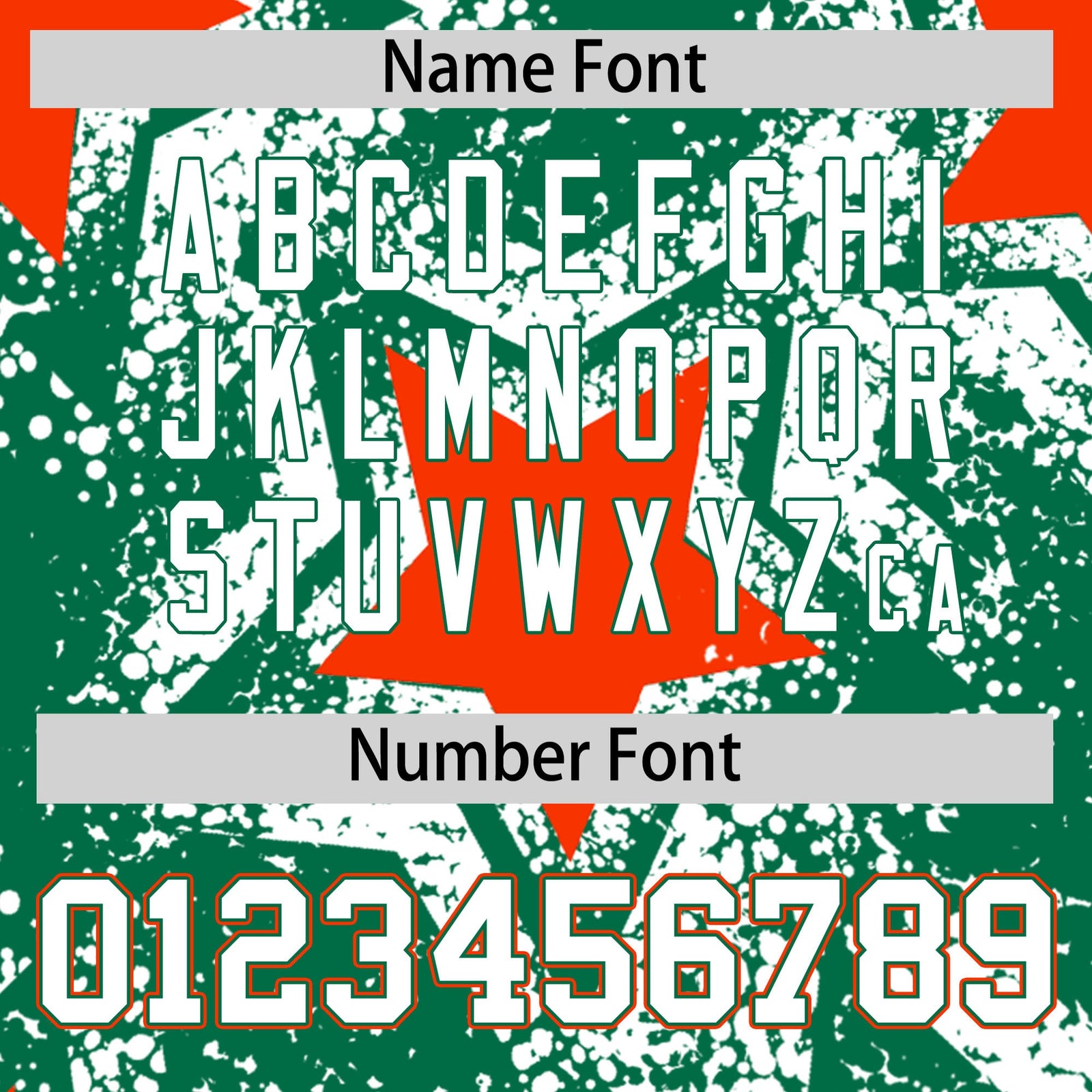 Custom Kelly Green White Orange Star Graffiti Team Baseball Jerseys With Custom Names, Numbers & Logos Stretch Fabric Baseball Jersey| KXKSHOP