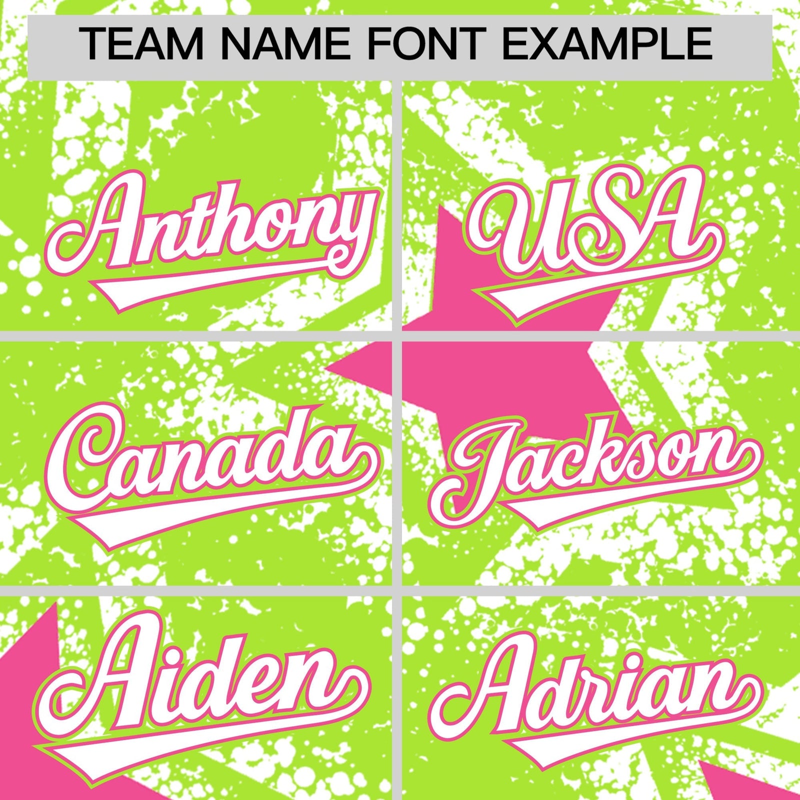 Custom Neon Green White Pink Star Graffiti Team Baseball Jerseys With Custom Names, Numbers & Logos Stretch Fabric Baseball Jersey| KXKSHOP