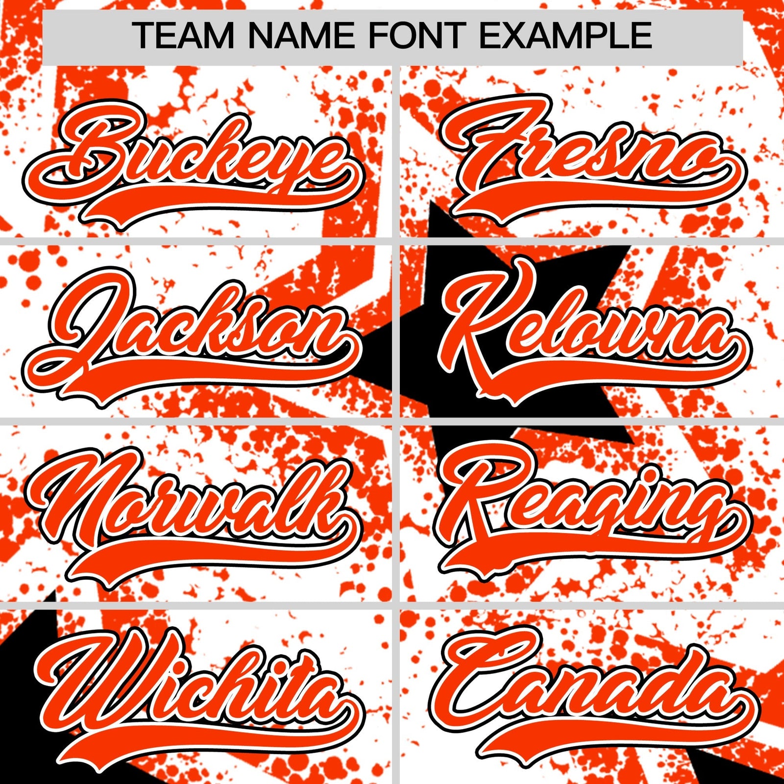 Custom White Black Orange Star Graffiti Team Baseball Jerseys With Custom Names, Numbers & Logos Lightweight Baseball Jersey| KXKSHOP