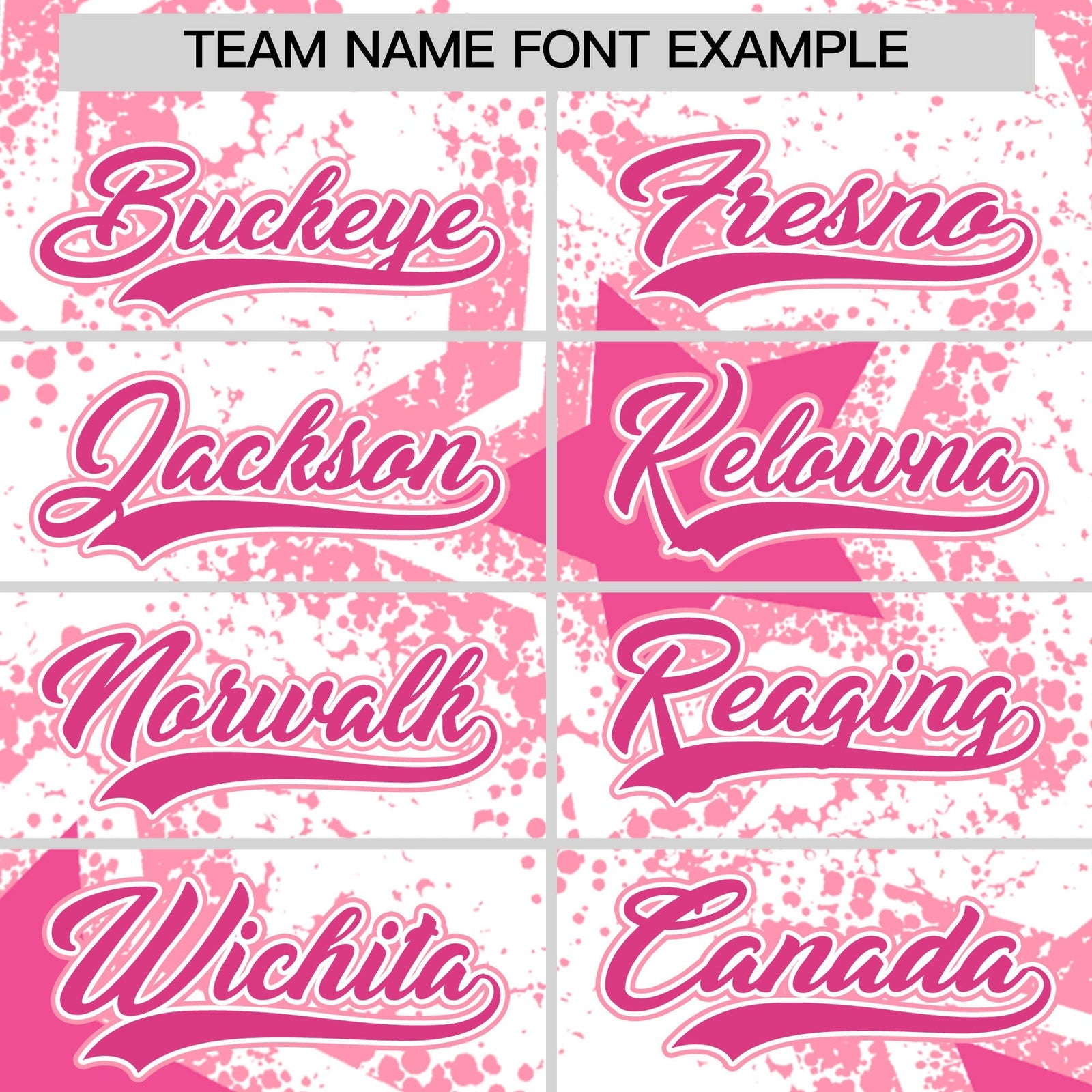 Custom White Pink Light Pink Star Graffiti Team Baseball Jerseys With Custom Names, Numbers & Logos Stretch Fabric Baseball Jersey| KXKSHOP