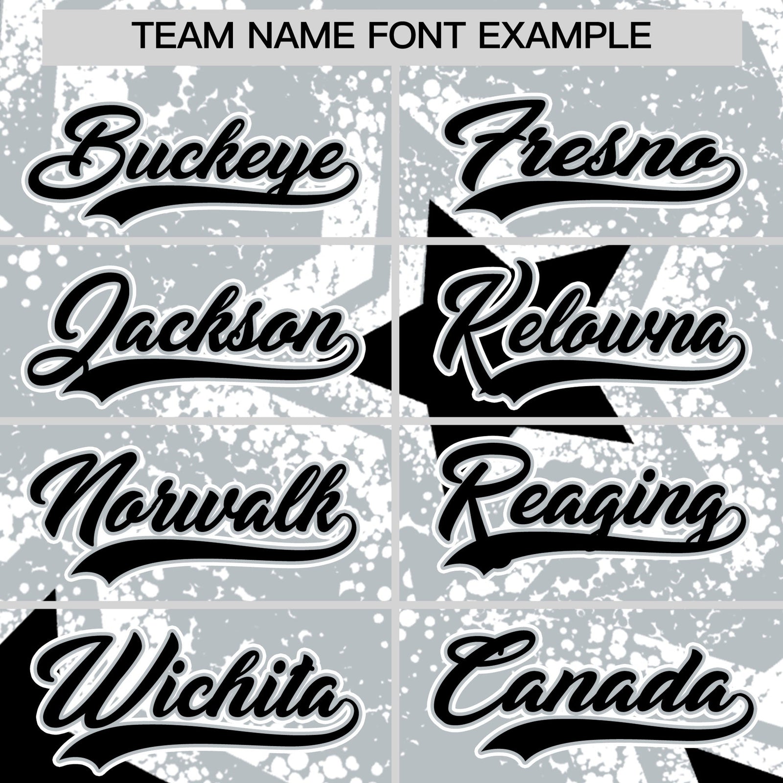 Custom Silver Black White Star Graffiti Team Baseball Jerseys With Custom Names, Numbers & Logos Stretch Fabric Baseball Jersey| KXKSHOP