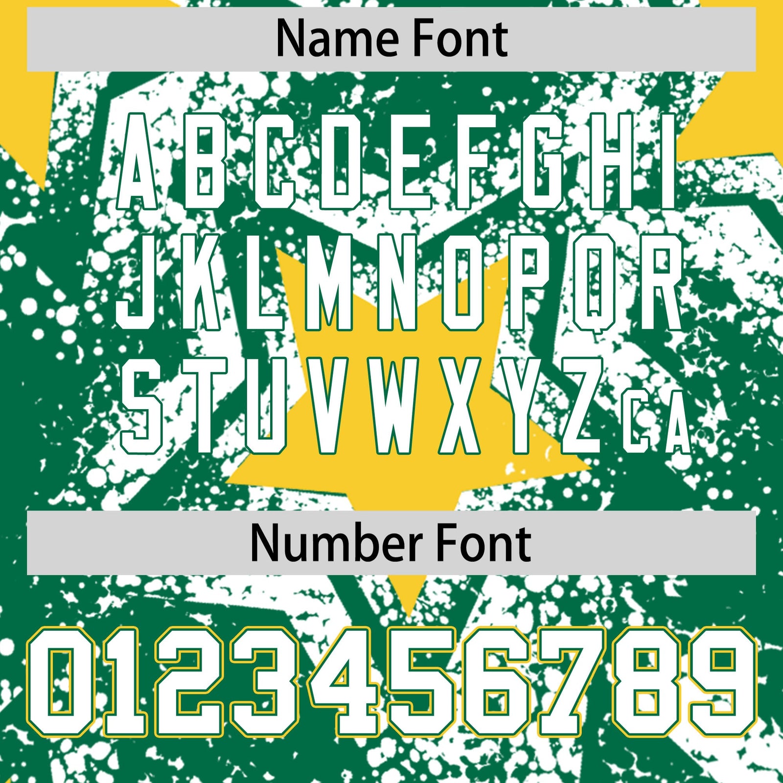 Custom Kelly Green White Gold Star Graffiti Team Baseball Jerseys With Custom Names, Numbers & Logos Stretch Fabric Baseball Jersey| KXKSHOP