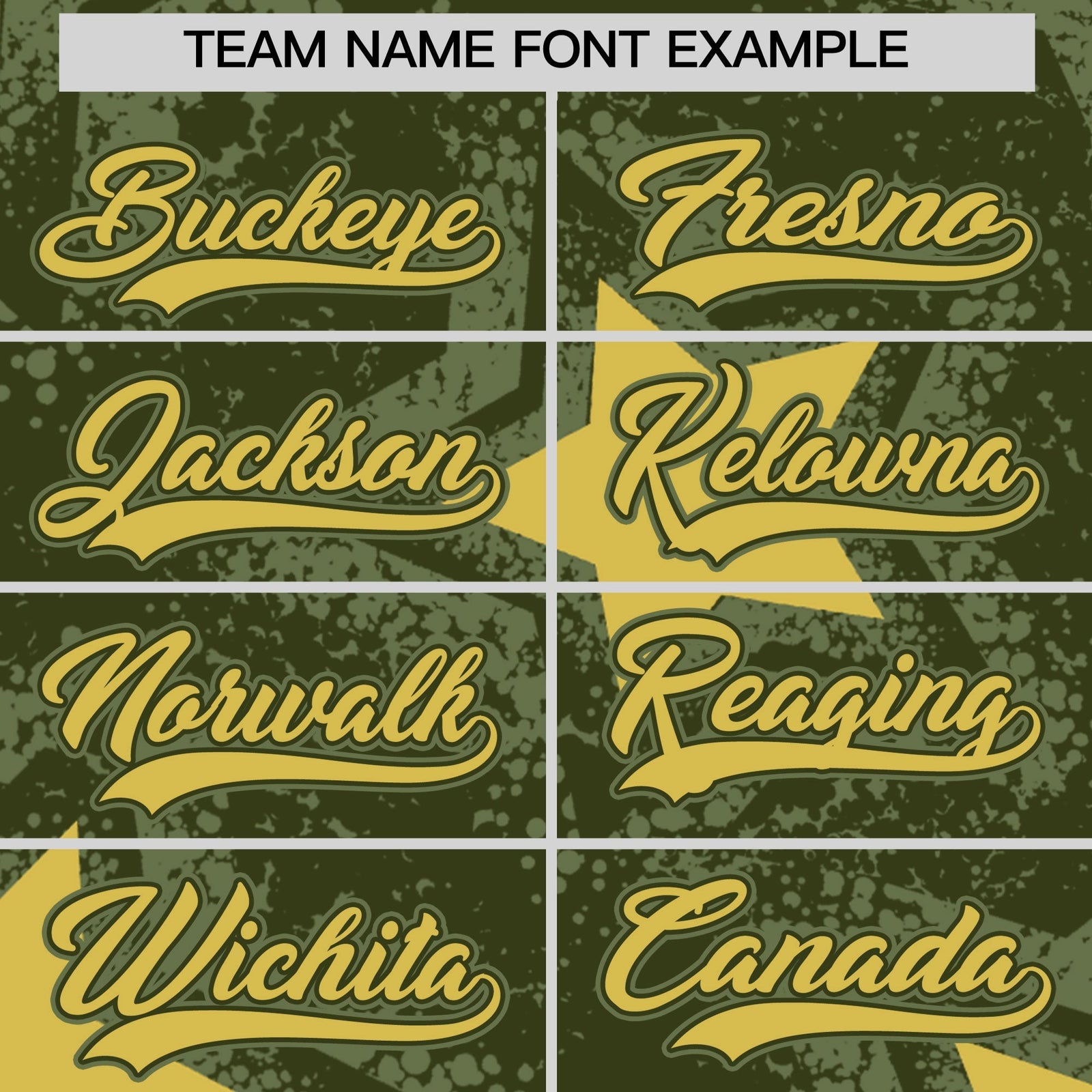 Custom Olive Khaki Star Graffiti Team Baseball Jerseys With Custom Names, Numbers & Logos Stretch Fabric Baseball Jersey| KXKSHOP