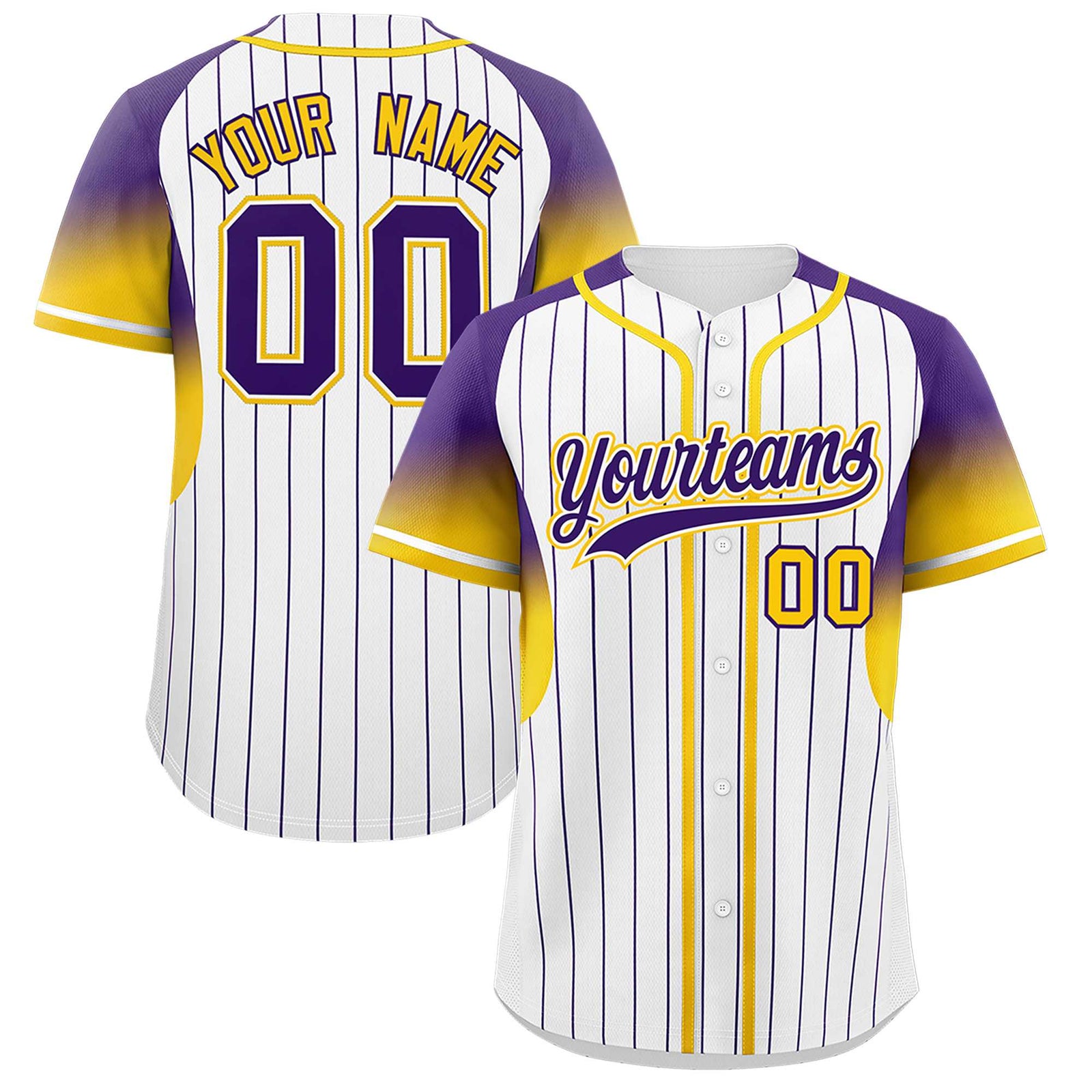 Custom White Purple Stripe Fashion Sleeves Gradient Authentic Baseball Jersey