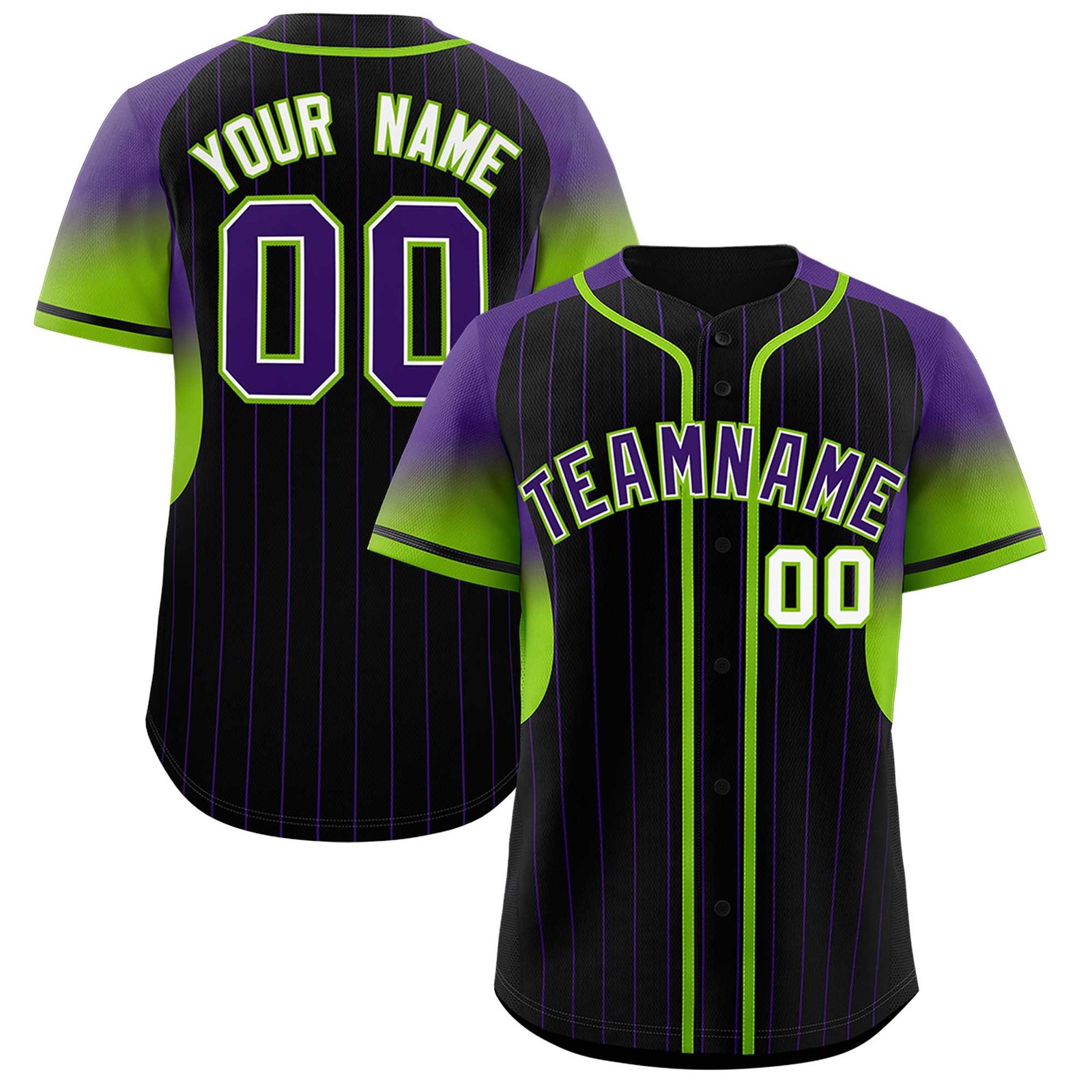 Custom Black Purple Stripe Fashion Sleeves Gradient Authentic Baseball Jersey