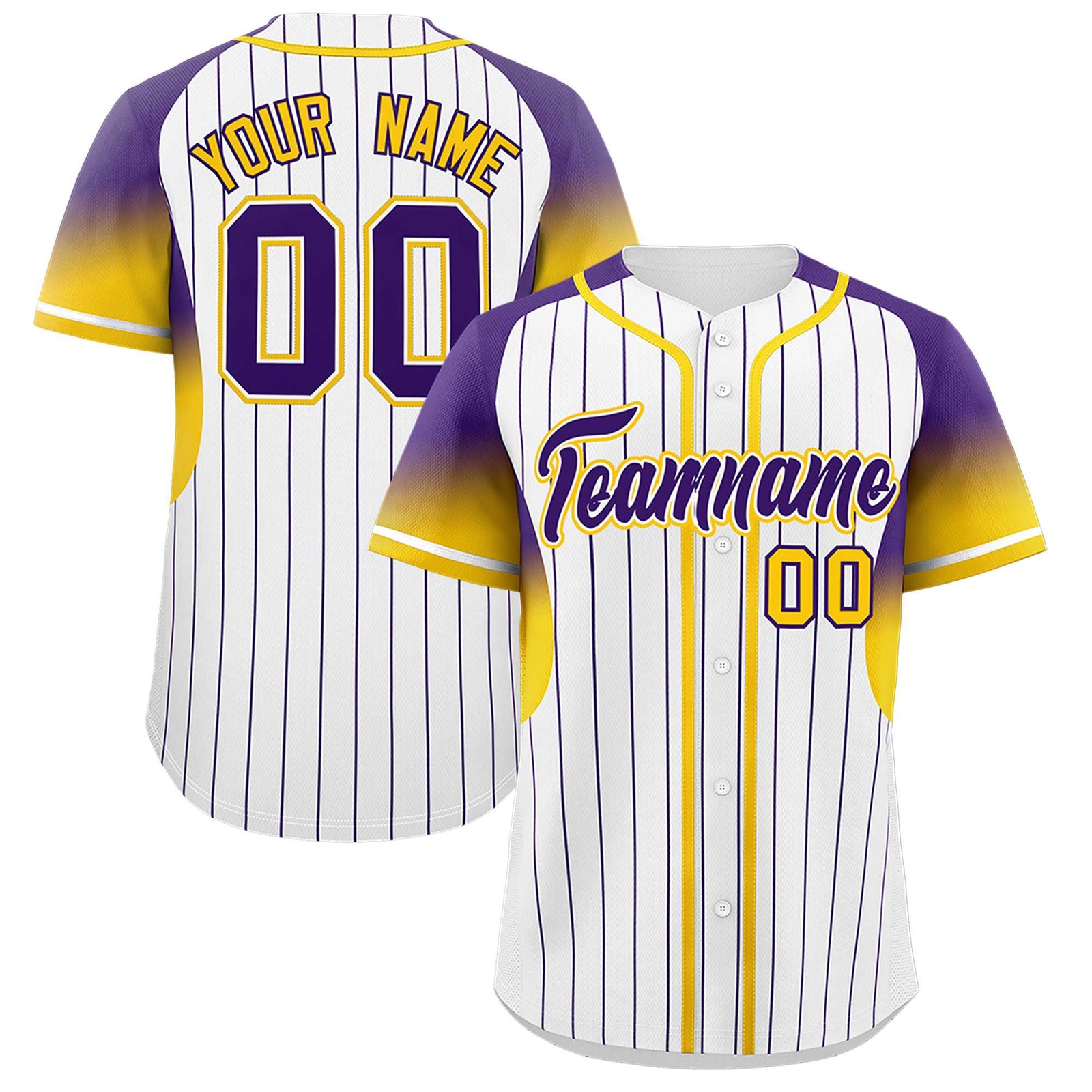 Custom White Purple Stripe Fashion Sleeves Gradient Authentic Baseball Jersey