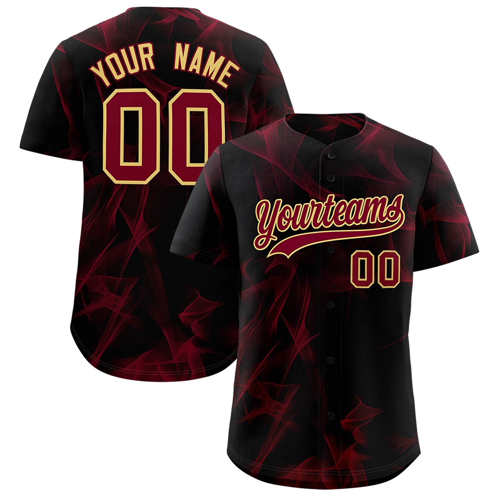 Custom Black Fumes Graffiti Pattern Authentic Baseball Jersey