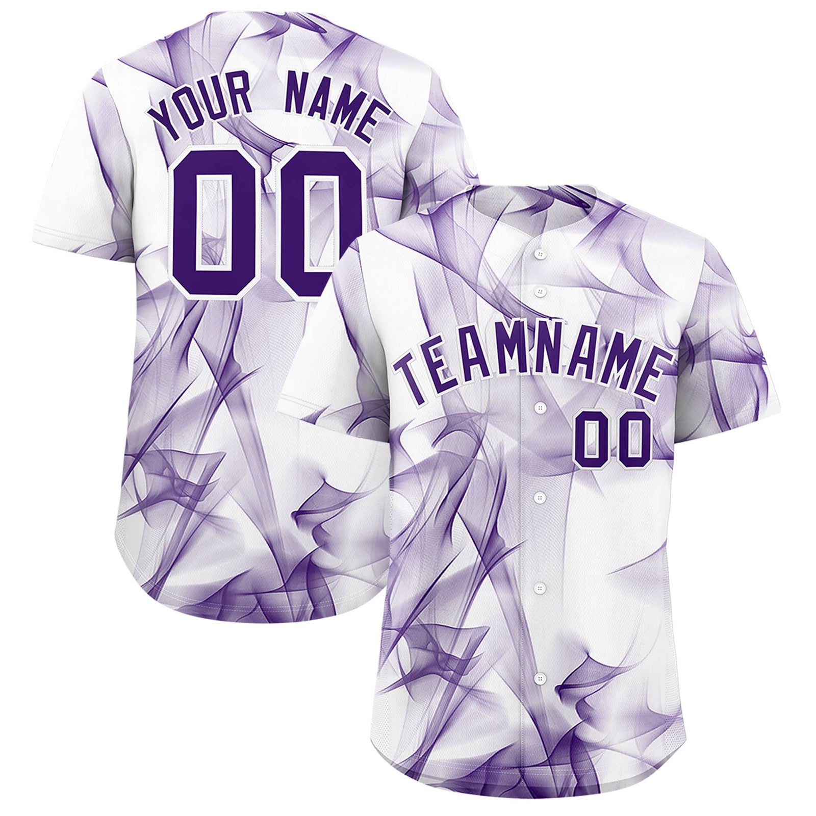 Custom White Fumes Graffiti Pattern Authentic Baseball Jersey
