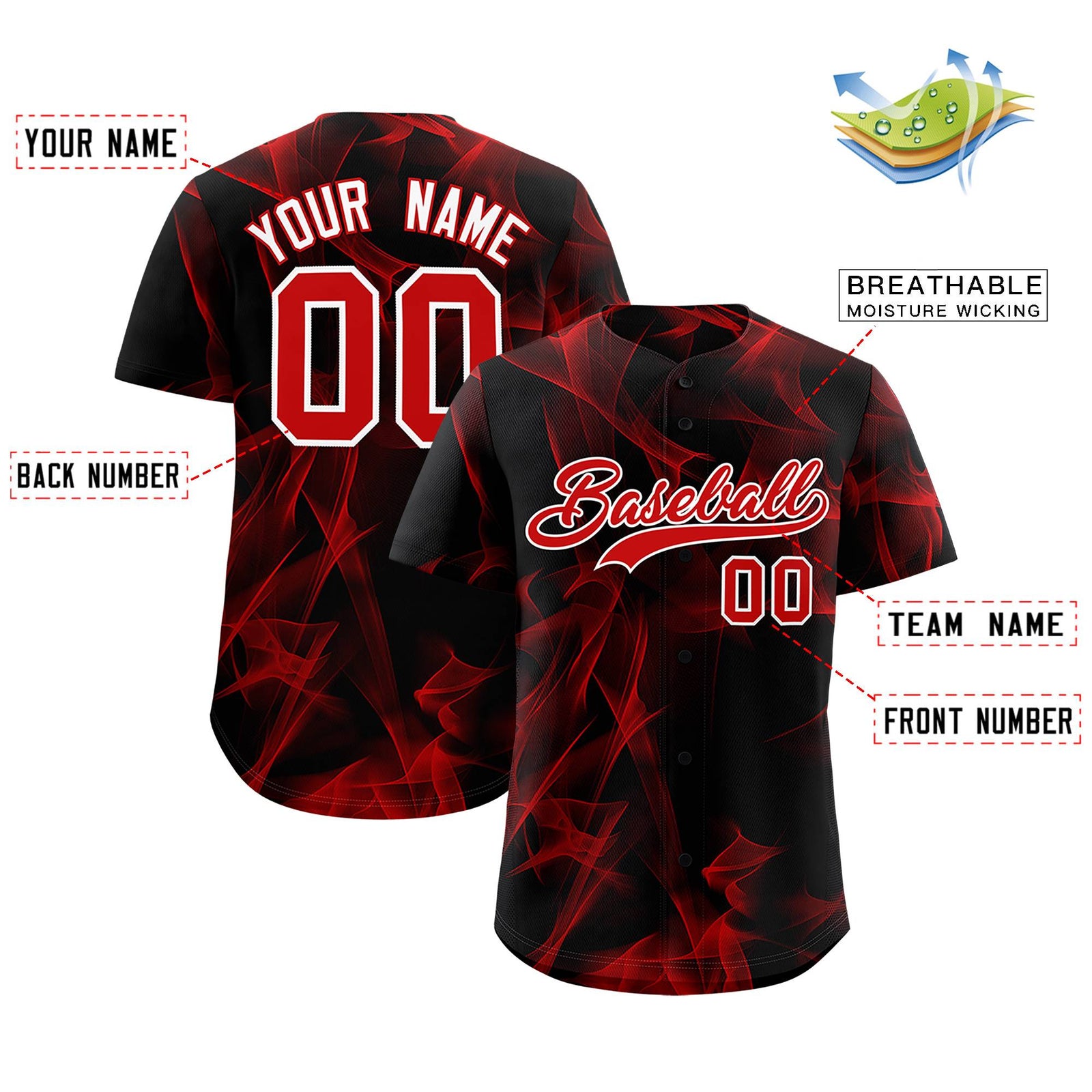 Custom Black Fumes Graffiti Pattern Authentic Baseball Jersey