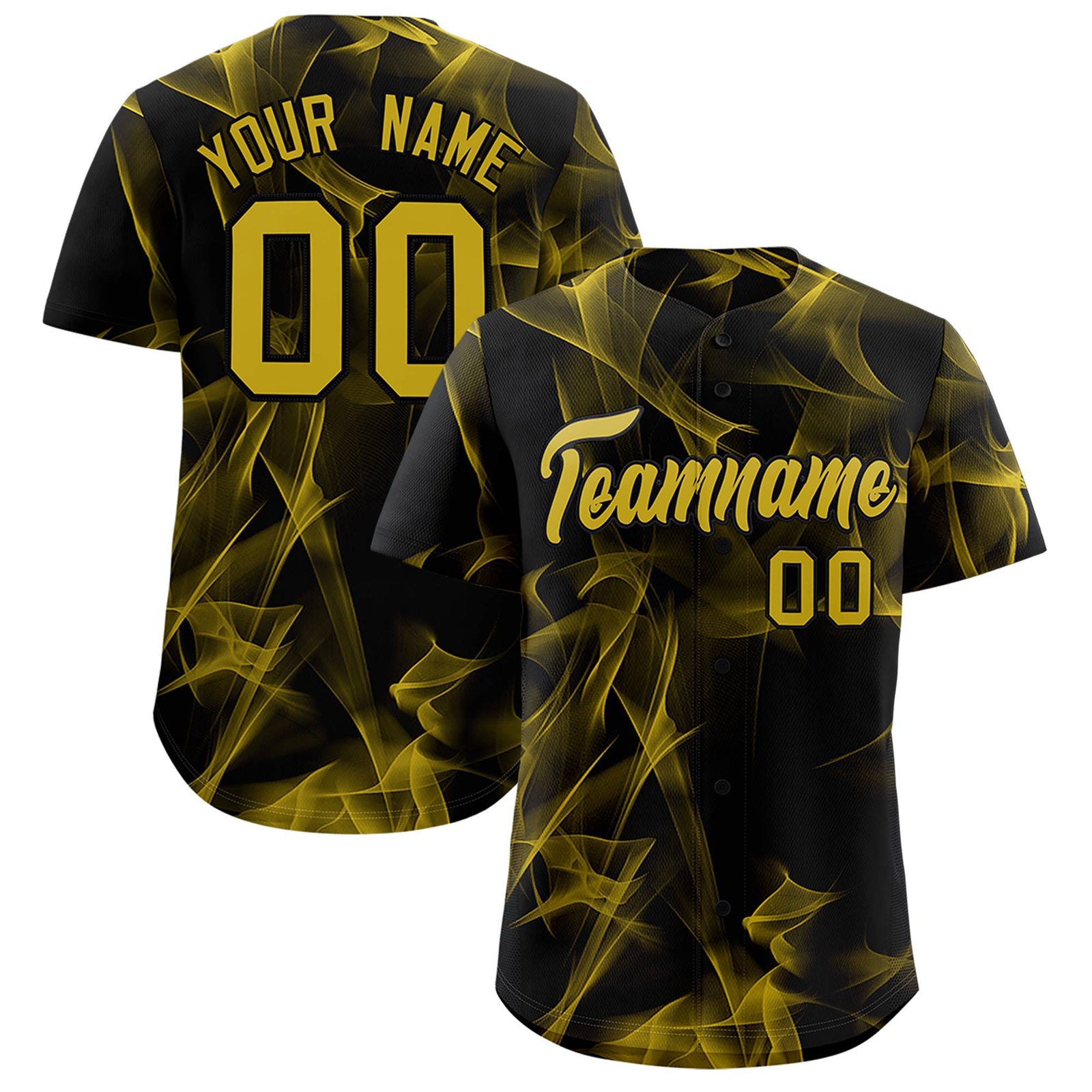 Custom Black Fumes Graffiti Pattern Authentic Baseball Jersey
