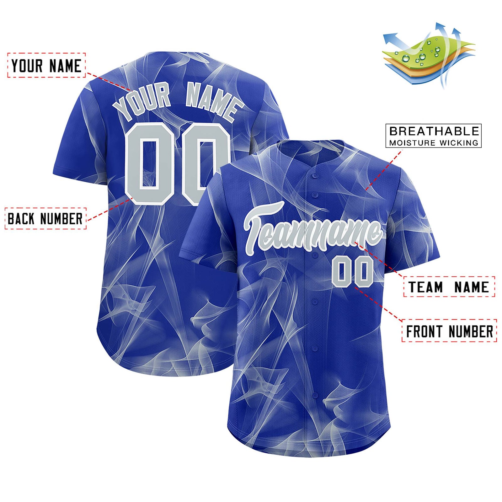 Custom Royal Fumes Graffiti Pattern Authentic Baseball Jersey