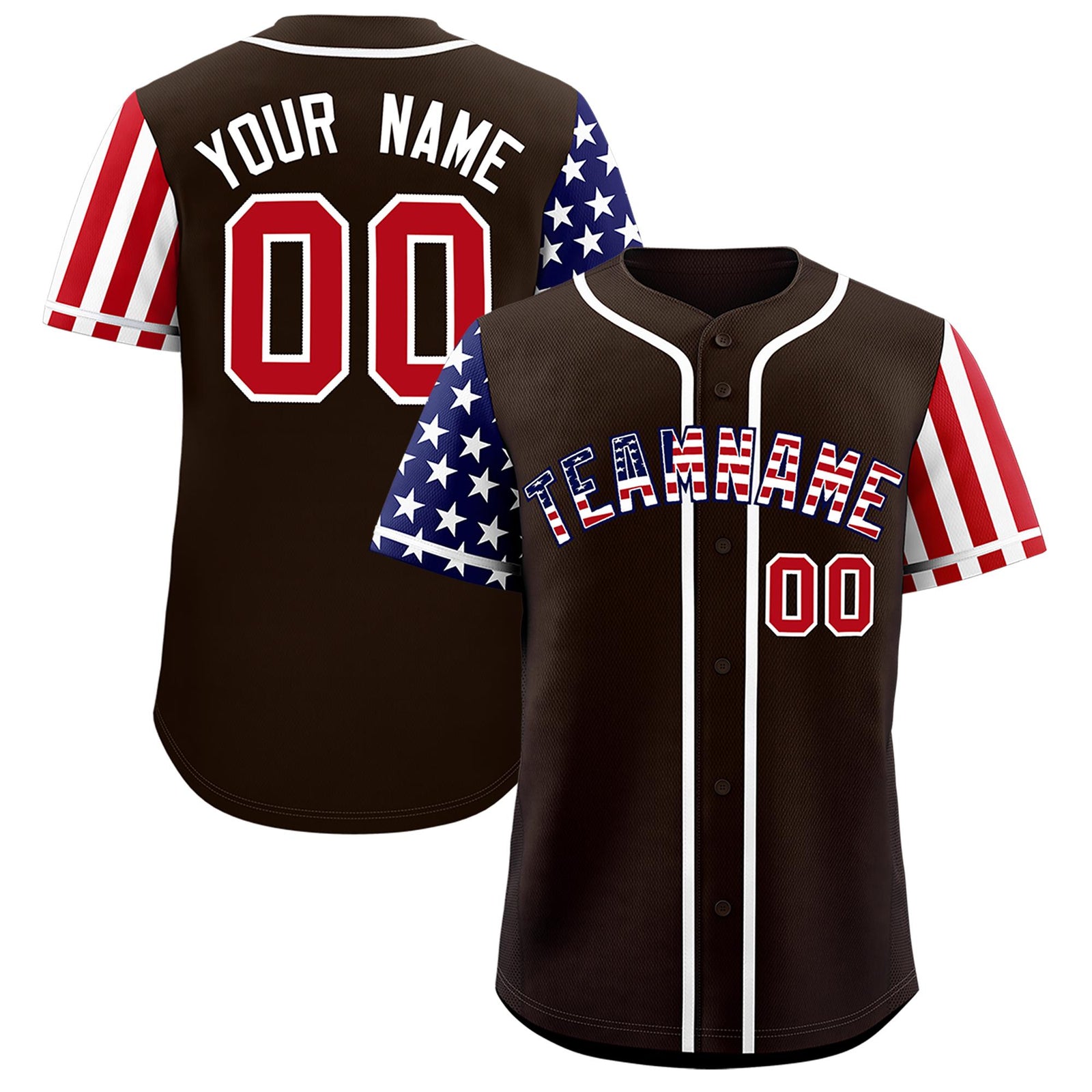 Custom Brown American Flag Design Personalized Baseball Jersey