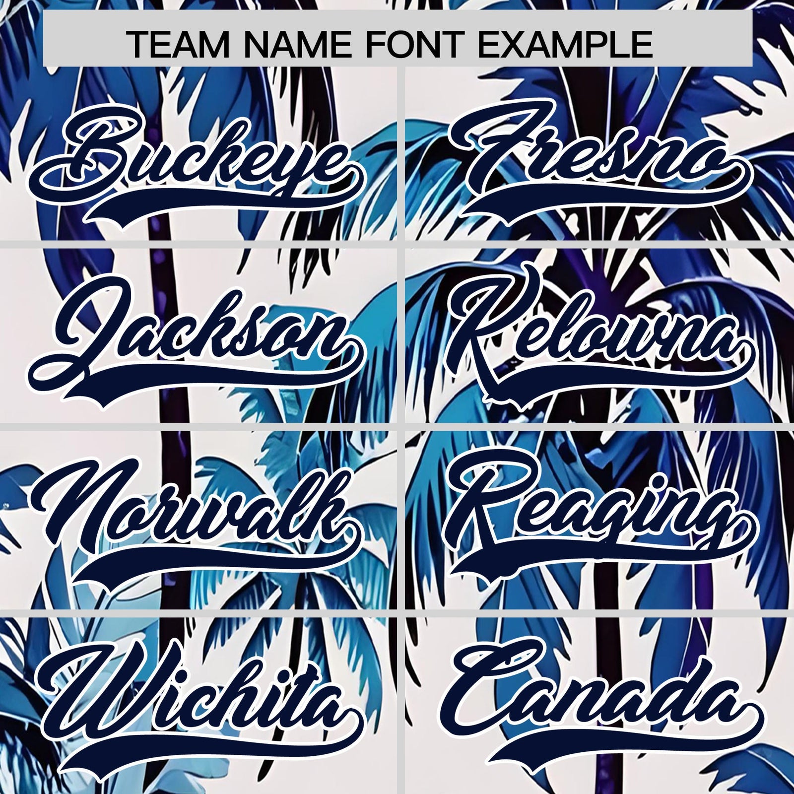 Custom Navy White Palm Tree Pattern Graffiti Hawaiian Style Baseball Jersey| KXKSHOP