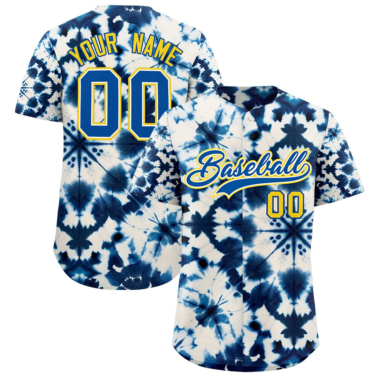 Custom Multi Color Tie-Dye Graffiti Pattern Authentic Baseball Jersey
