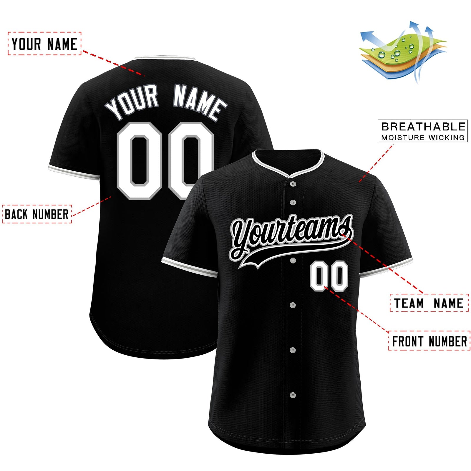 Custom Black Gray White Classic Style Stitched Sports Uniform For Men Women Youth Personalized Quick Dry Baseball Jersey| KXKSHOP