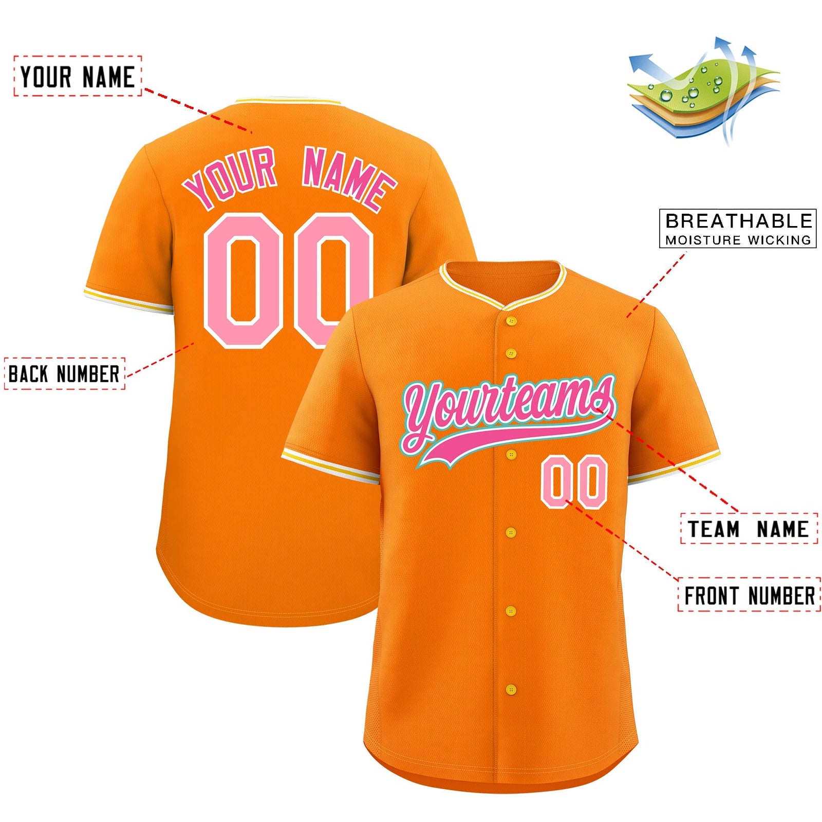 Custom Orange Gold White Classic Style Stitched Sports Uniform For Men Women Youth Personalized Lightweight Baseball Jersey| KXKSHOP