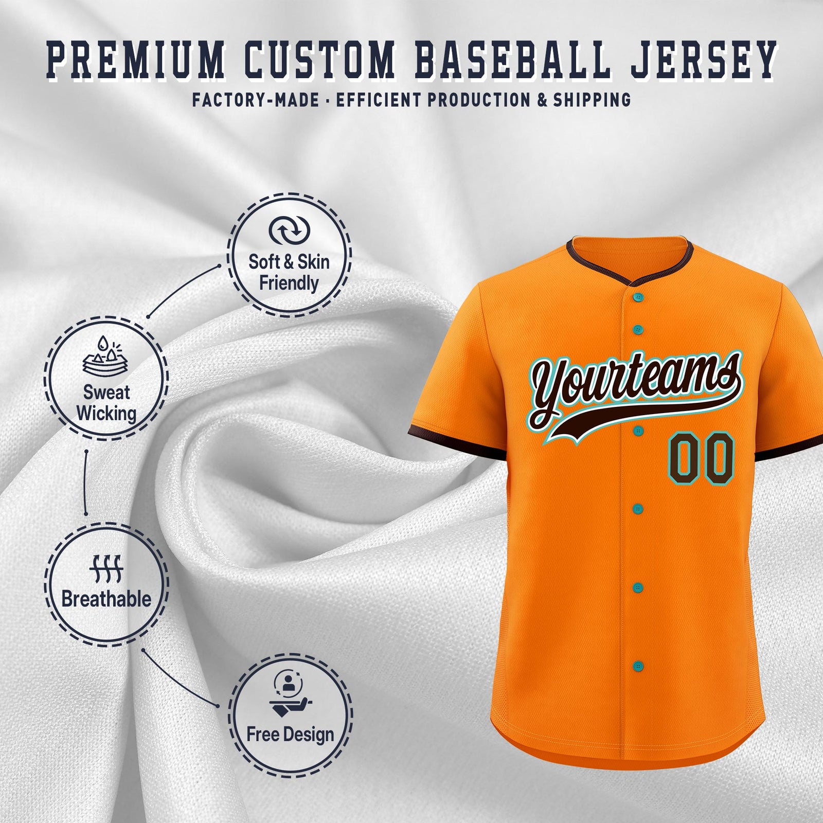 Custom Orange Brown White Classic Style Stitched Sports Uniform For Men Women Youth Personalized Quick Dry Baseball Jersey| KXKSHOP