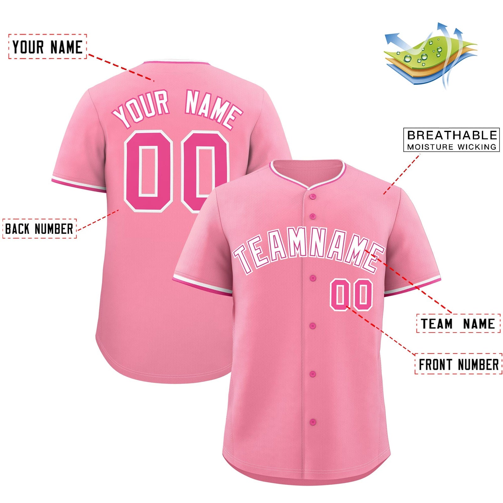 Custom Light Pink White Rose Red Classic Style Stitched Sports Uniform For Men Women Youth Personalized Lightweight Baseball Jersey| KXKSHOP