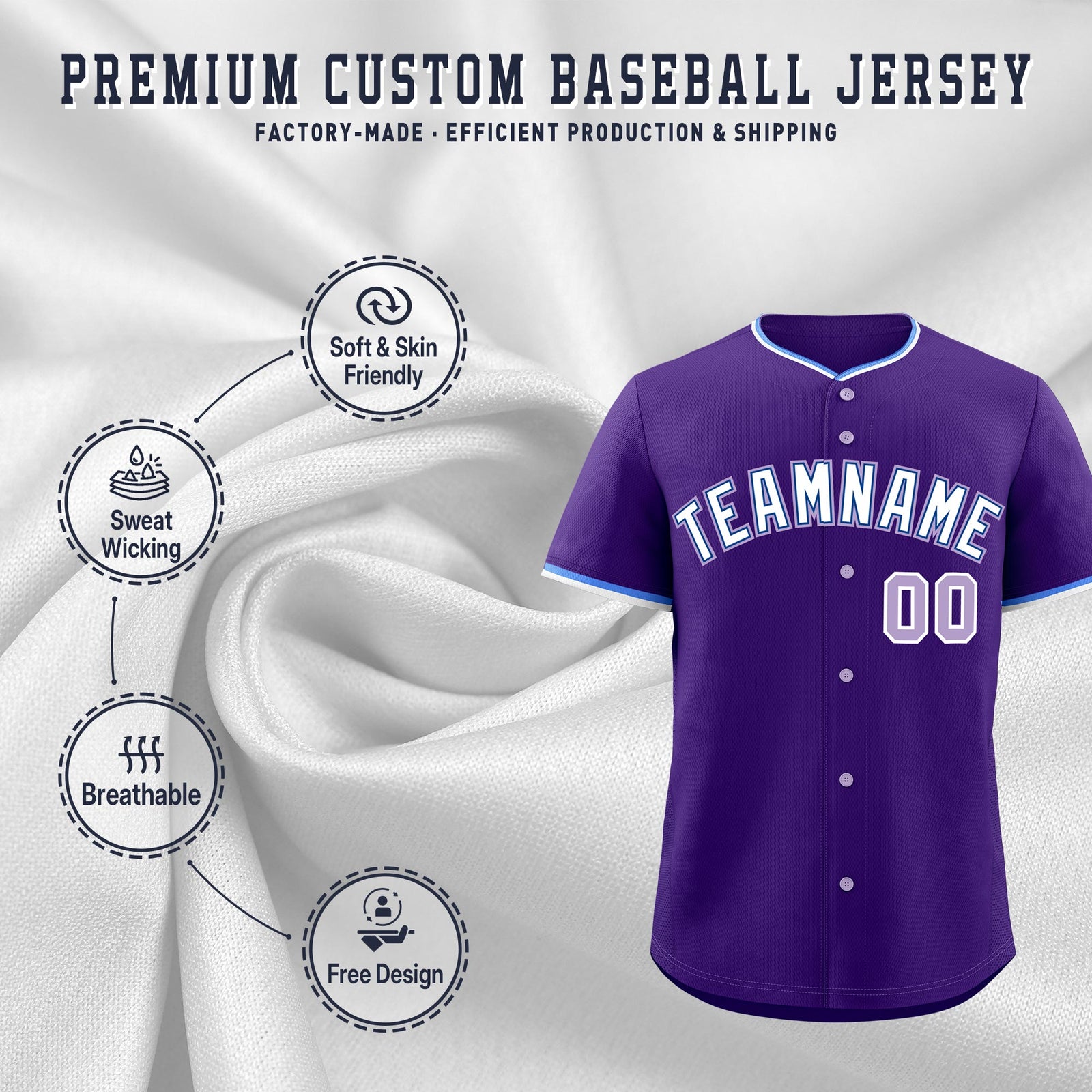 Custom Purple White Royal Classic Style Stitched Sports Uniform For Men Women Youth Personalized Quick Dry Baseball Jersey| KXKSHOP