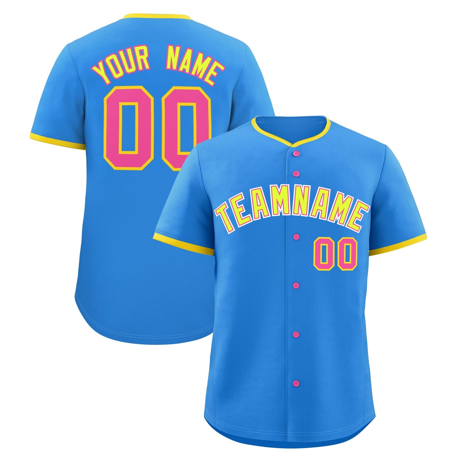 Custom Light Blue Fluorescent Green Pink Classic Style Stitched Sports Uniform For Men Women Youth Personalized Lightweight Baseball Jersey| KXKSHOP