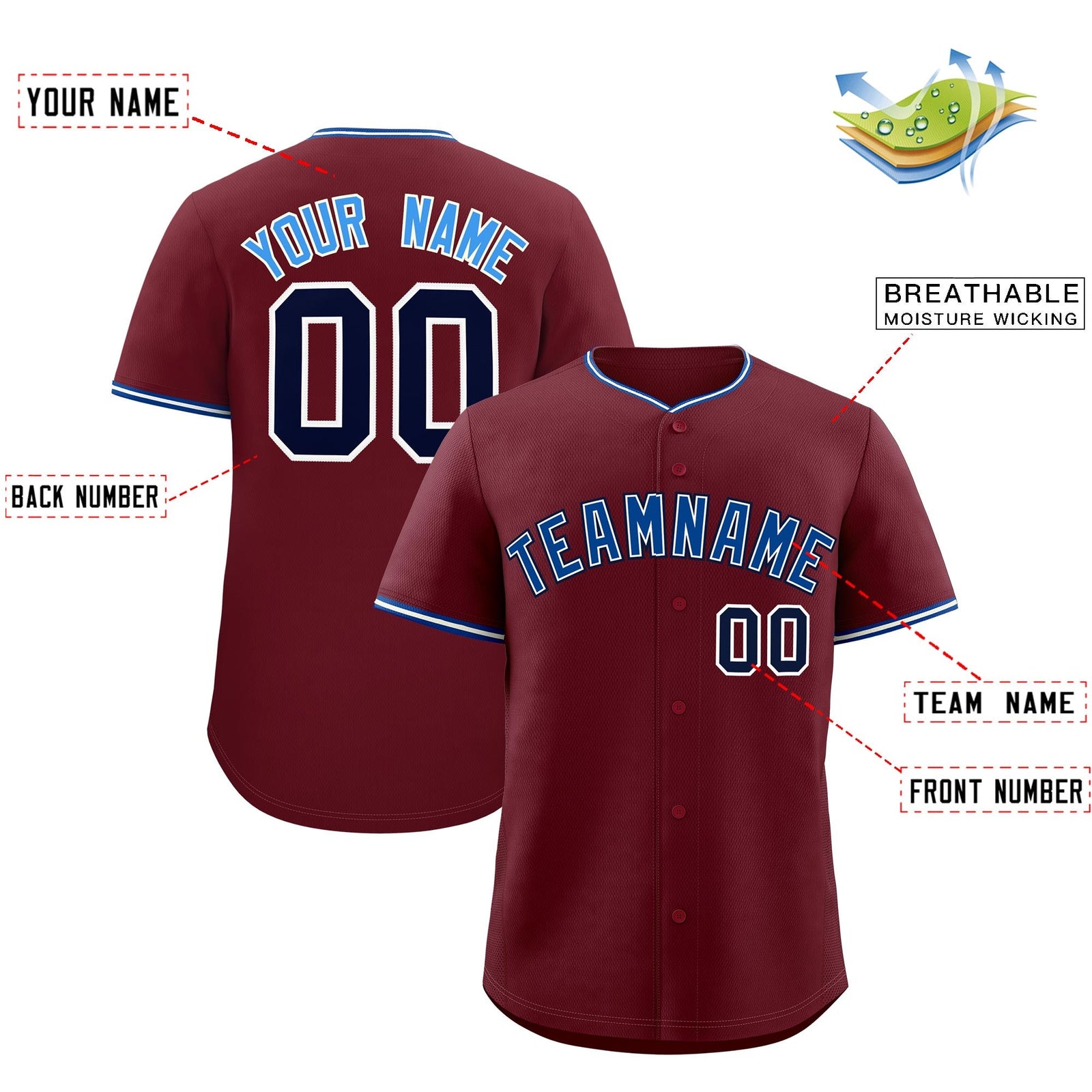 Custom Maroon White Royal Classic Style Stitched Sports Uniform For Men Women Youth Personalized Quick Dry Baseball Jersey| KXKSHOP