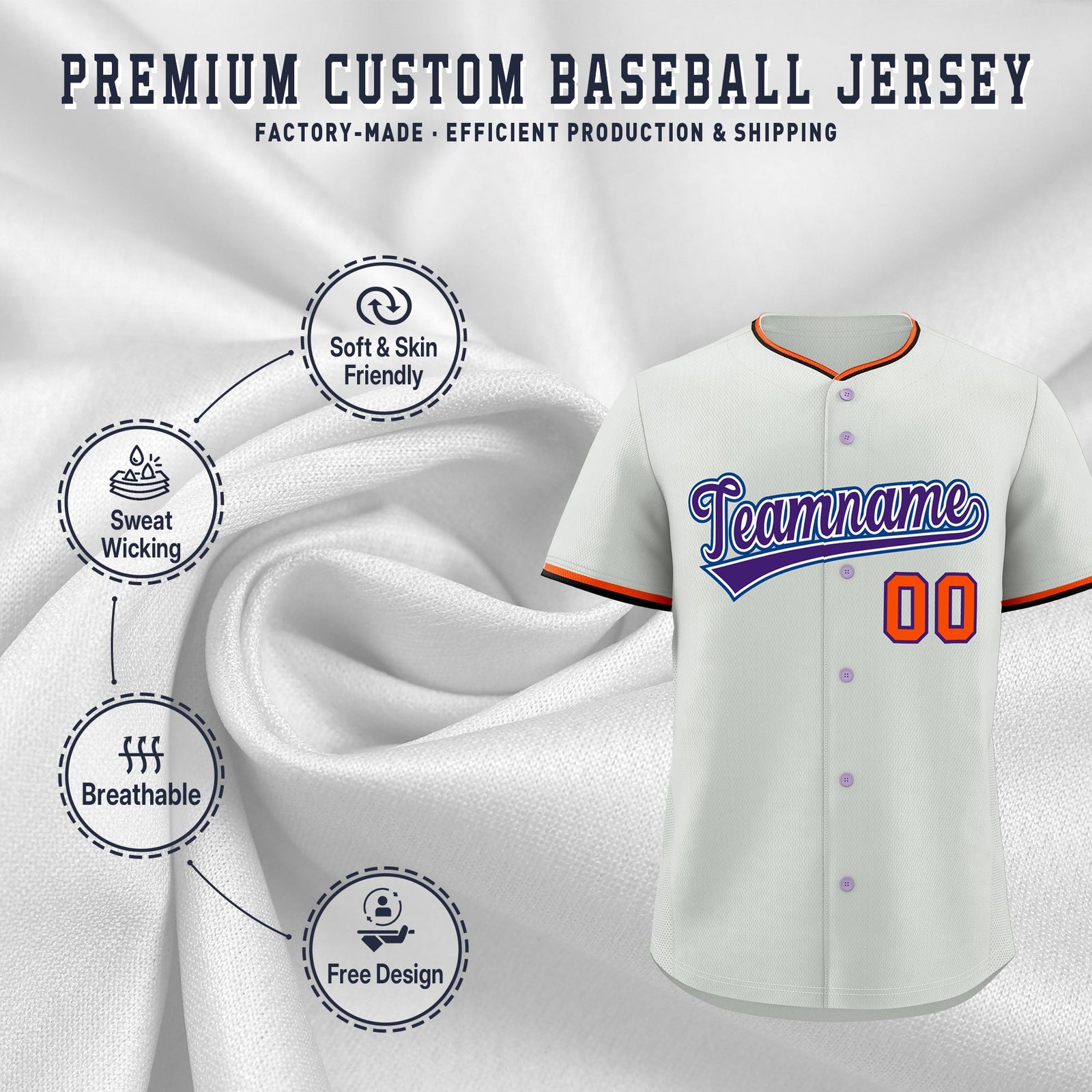 Custom Gray Black Purple Classic Style Stitched Sports Uniform For Men Women Youth Personalized Lightweight Baseball Jersey| KXKSHOP