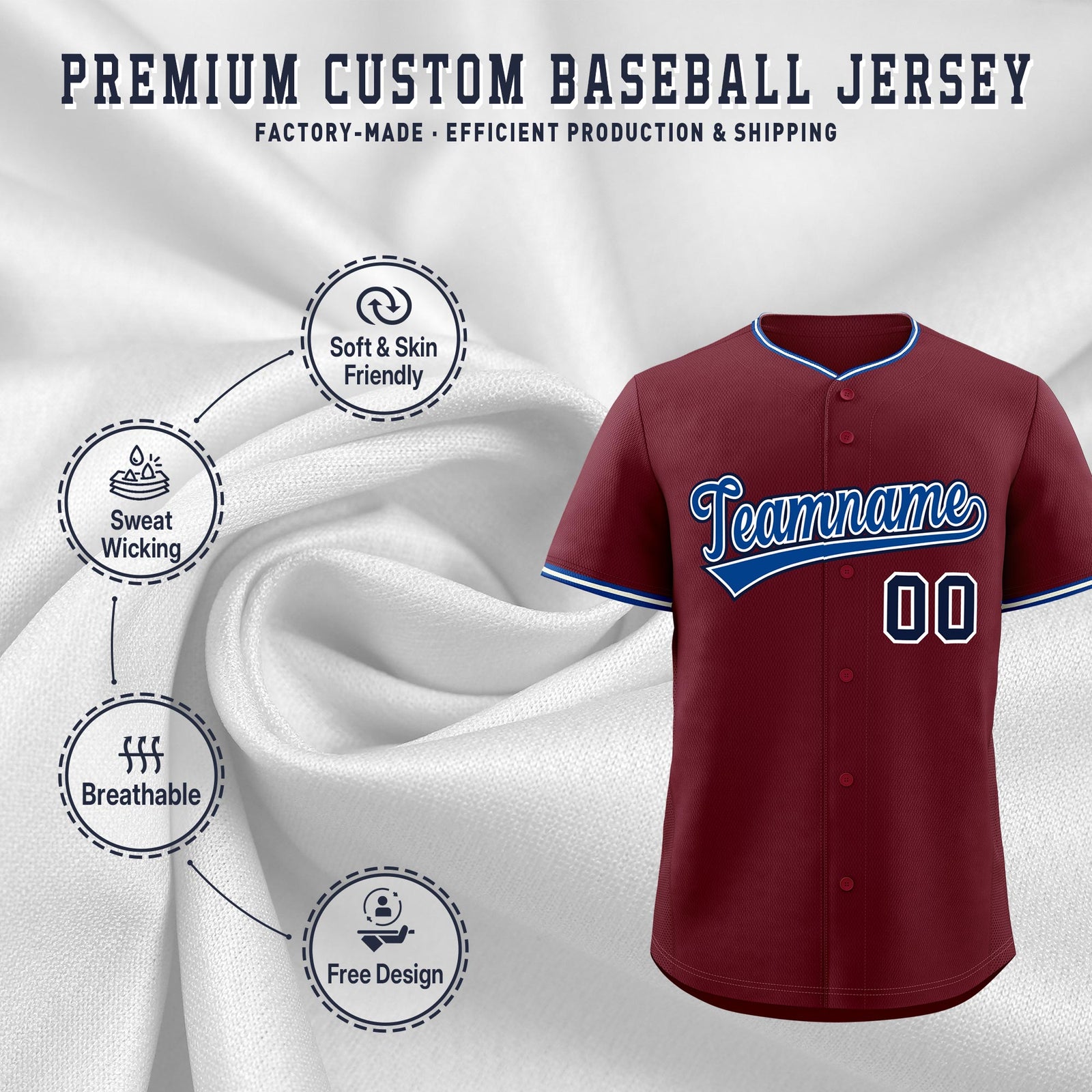Custom Maroon White Royal Classic Style Stitched Sports Uniform For Men Women Youth Personalized Quick Dry Baseball Jersey| KXKSHOP