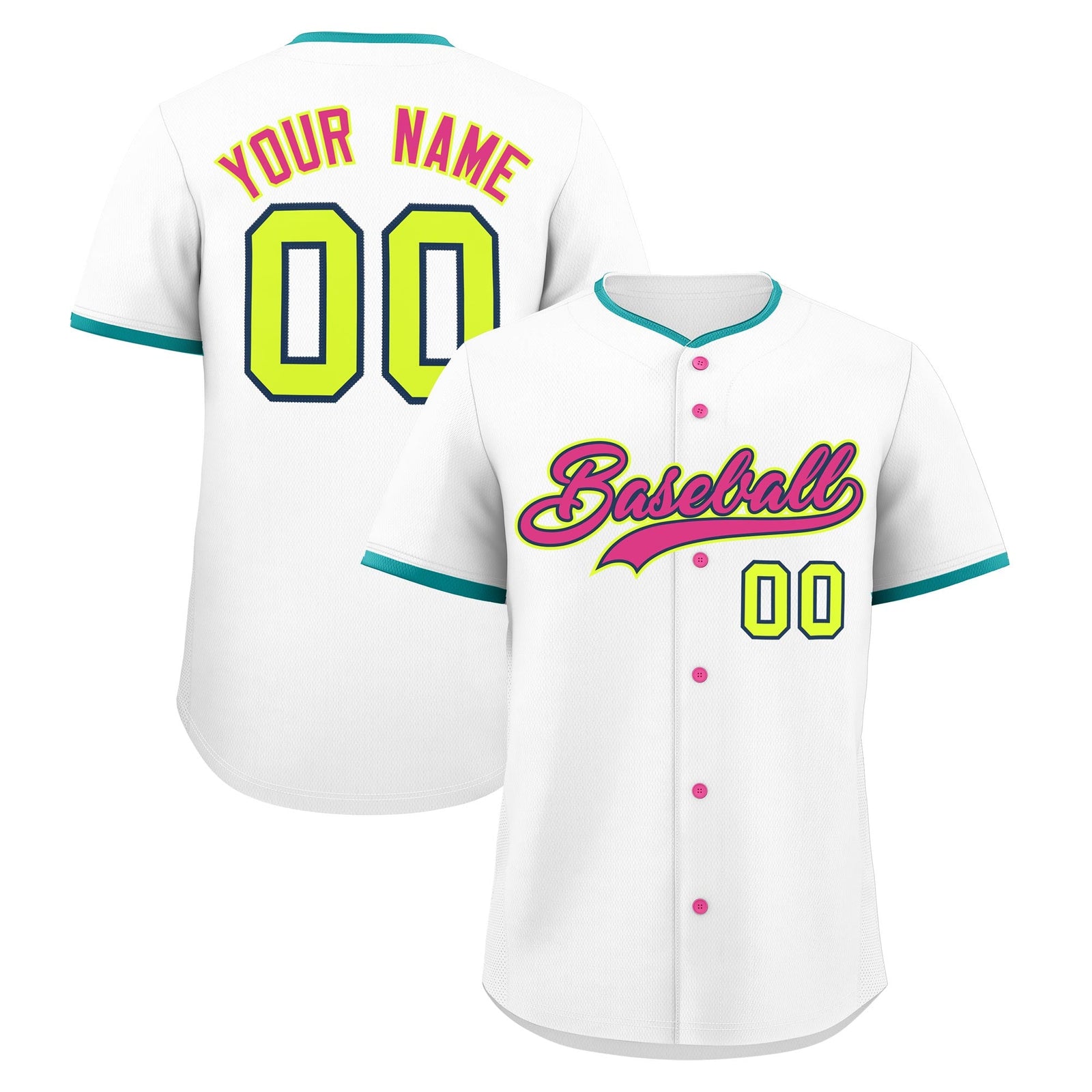 Custom White Fluorescent Green Midnight Blue Classic Style Stitched Sports Uniform For Men Women Youth Personalized Quick Dry Baseball Jersey| KXKSHOP