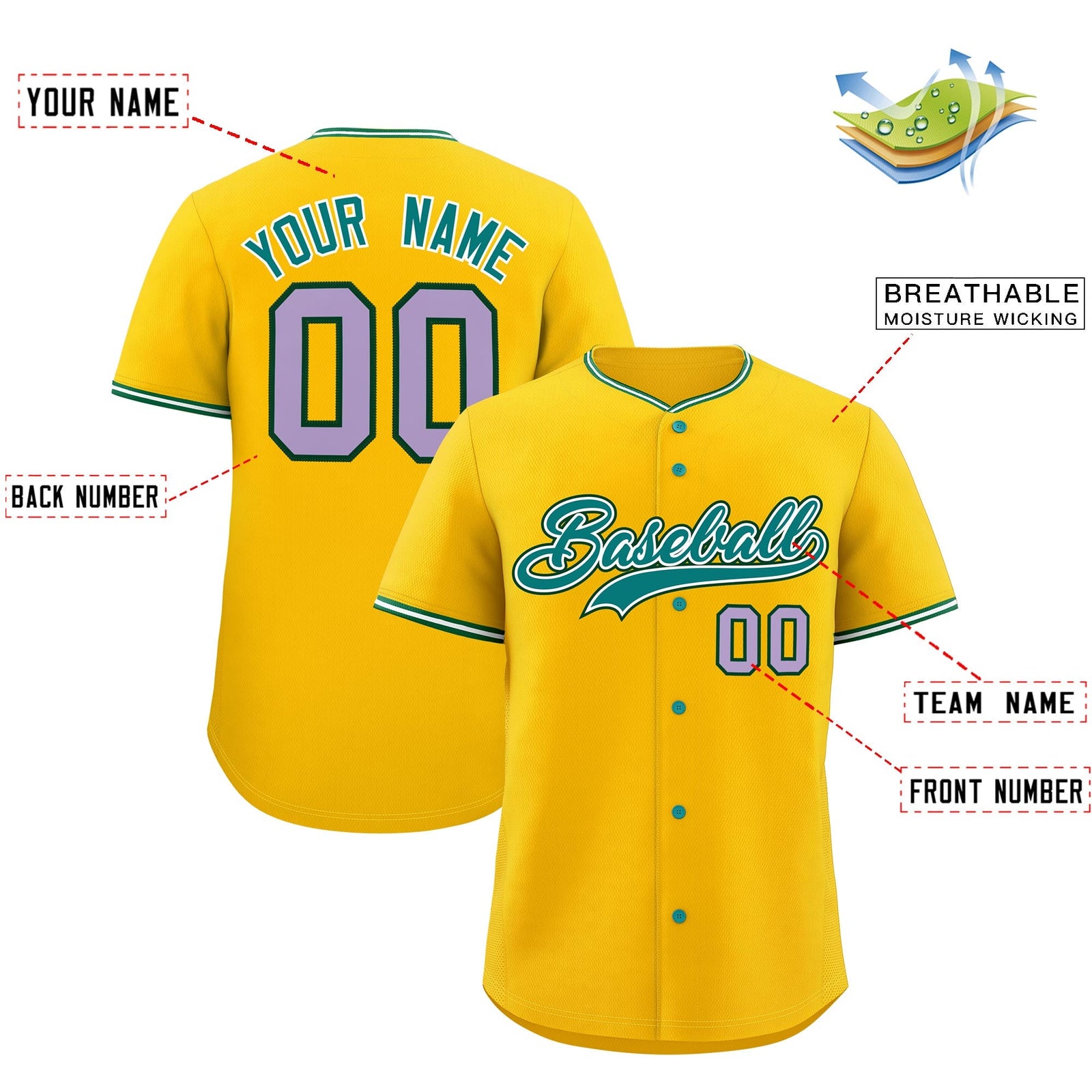 Custom Yellow White Green Classic Style Stitched Sports Uniform For Men Women Youth Personalized Quick Dry Baseball Jersey| KXKSHOP