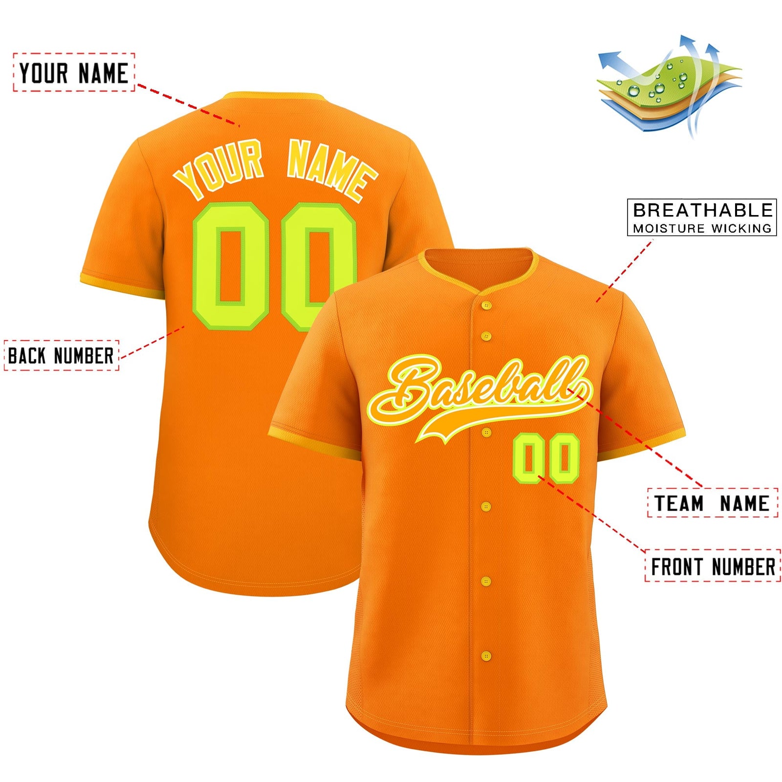 Custom Orange Yellow White Classic Style Stitched Sports Uniform For Men Women Youth Personalized Quick Dry Baseball Jersey| KXKSHOP