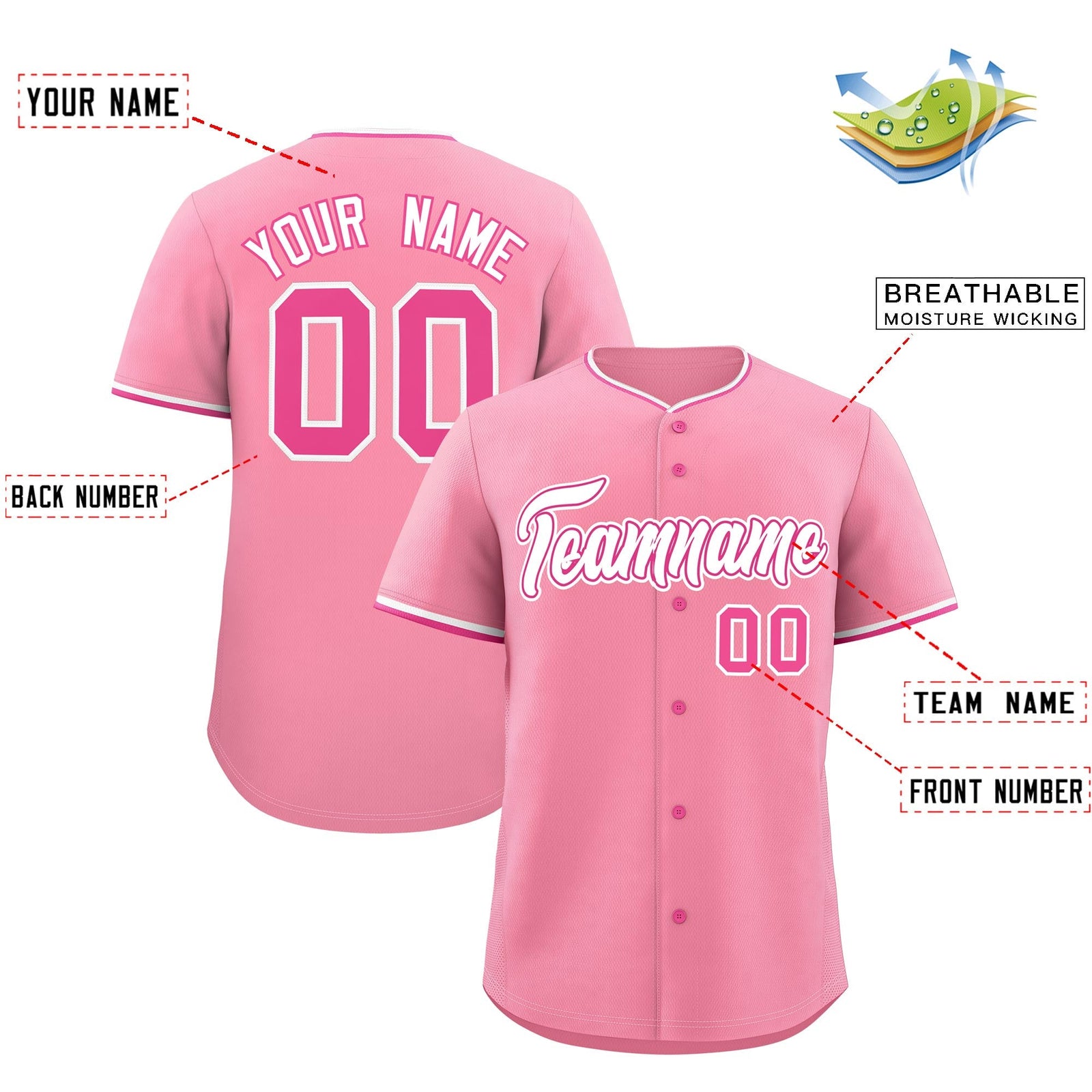 Custom Light Pink White Rose Red Classic Style Stitched Sports Uniform For Men Women Youth Personalized Lightweight Baseball Jersey| KXKSHOP