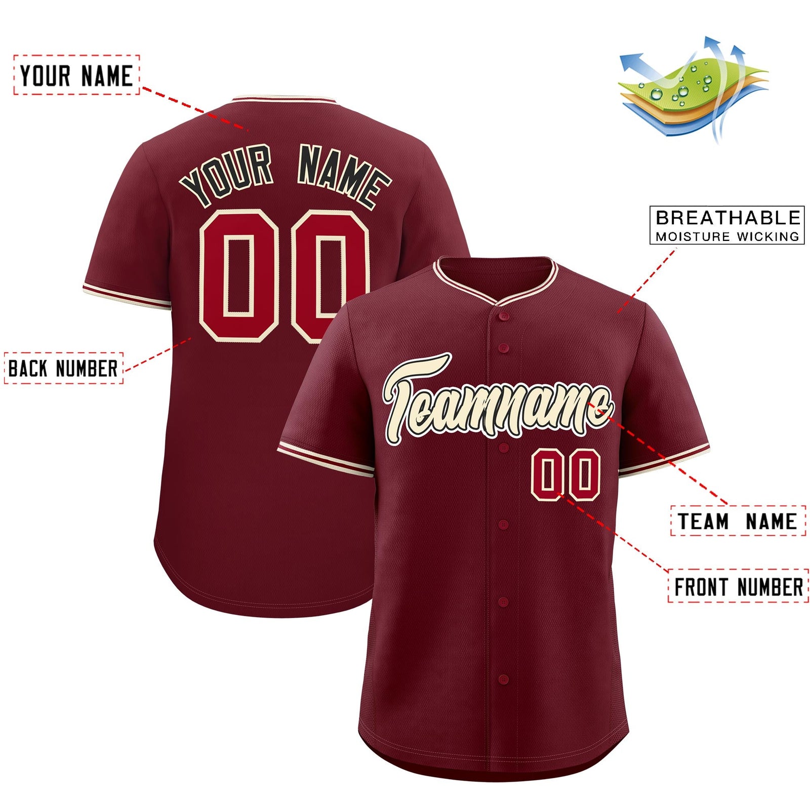 Custom Maroon Crimson Cream Classic Style Stitched Sports Uniform For Men Women Youth Personalized Lightweight Baseball Jersey| KXKSHOP