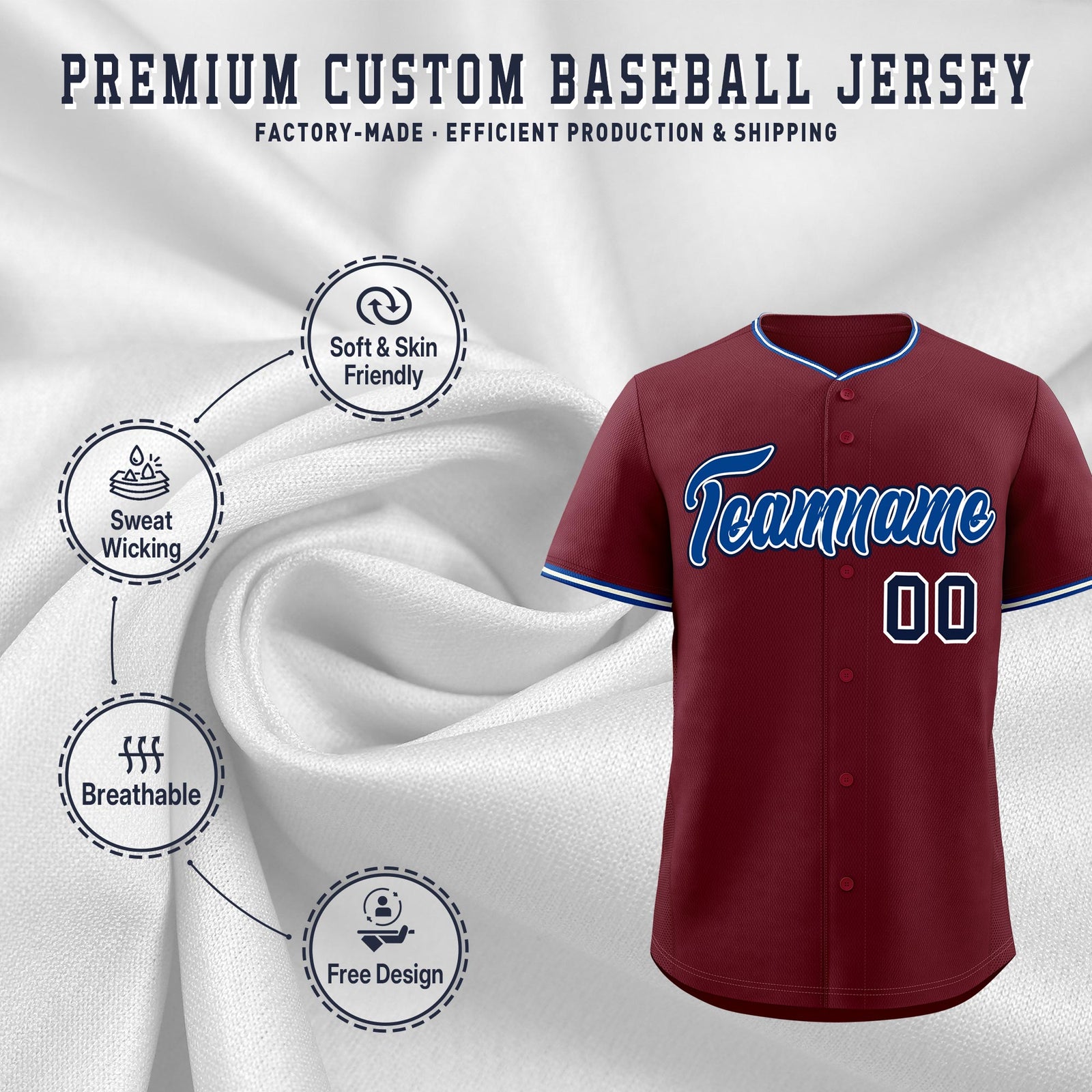 Custom Maroon White Royal Classic Style Stitched Sports Uniform For Men Women Youth Personalized Quick Dry Baseball Jersey| KXKSHOP