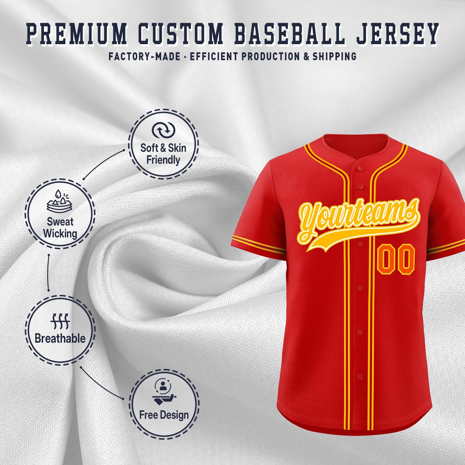 Custom Red Classic Style Stitched Sports Uniform Personalized For Teams Lightweight Baseball Jersey| KXKSHOP