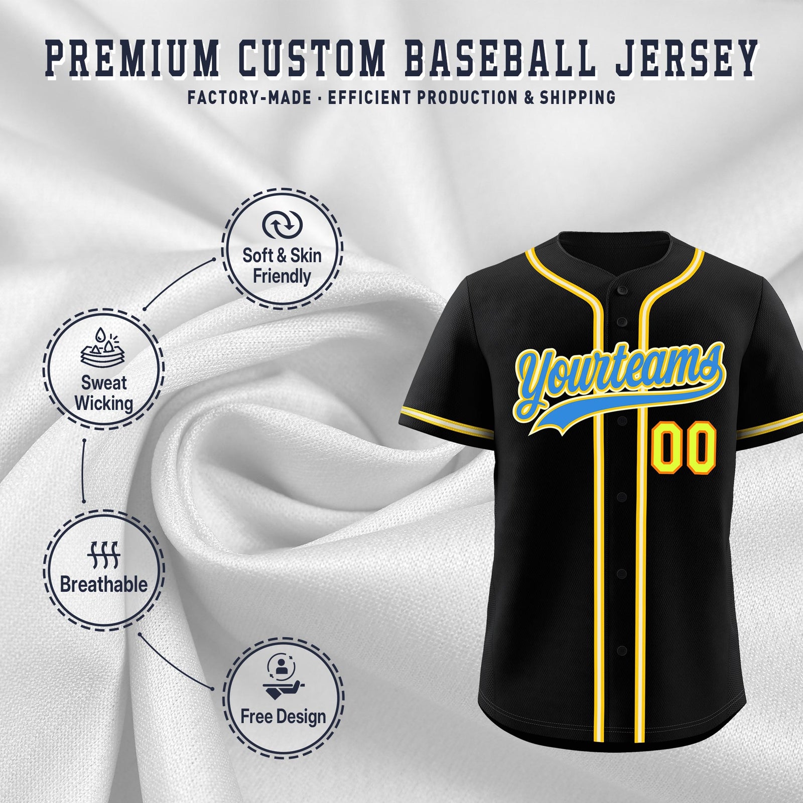 Custom Black Classic Style Stitched Sports Uniform Personalized For Teams Quick Dry Baseball Jersey| KXKSHOP