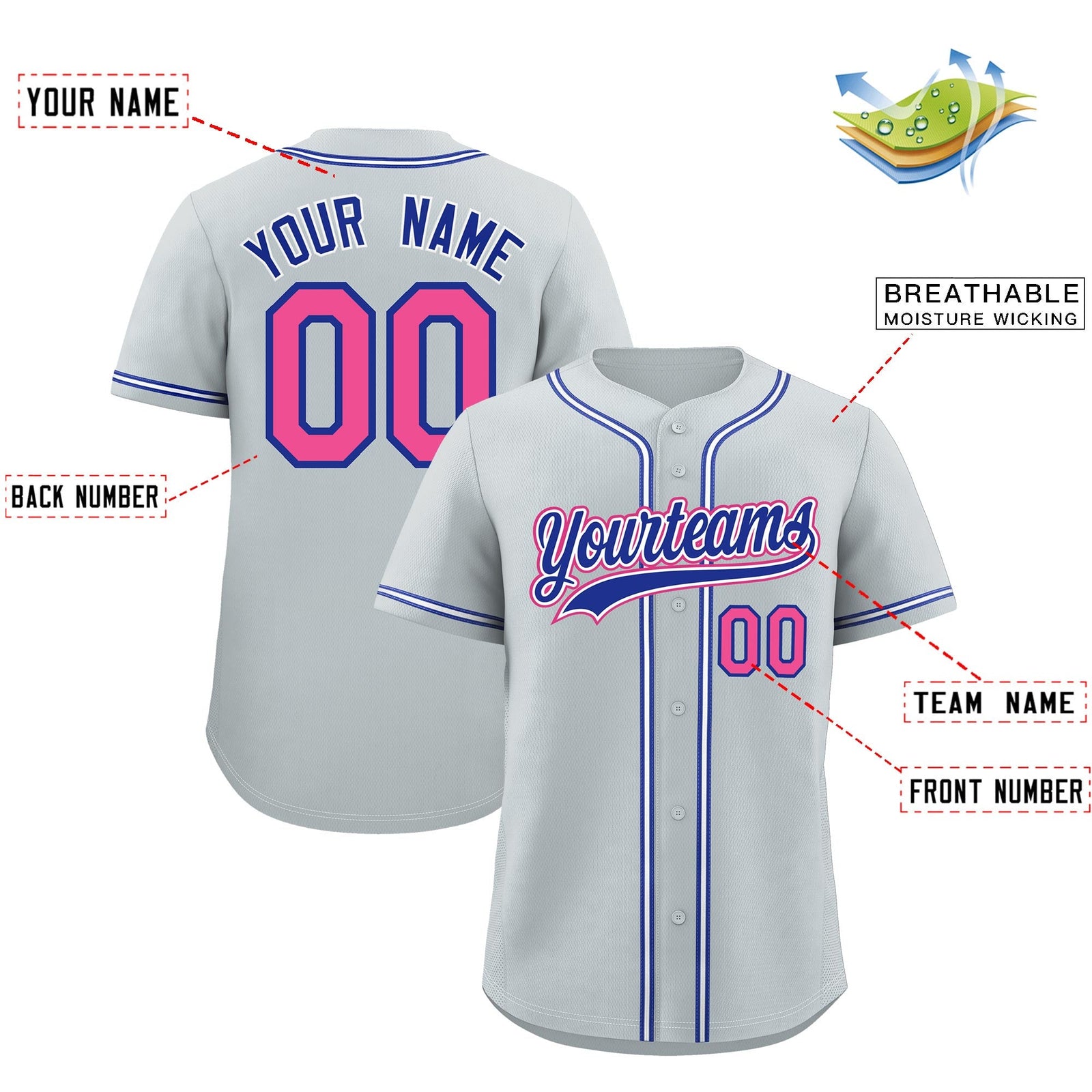 Custom Silver Classic Style Stitched Sports Uniform Personalized For Teams Lightweight Baseball Jersey| KXKSHOP