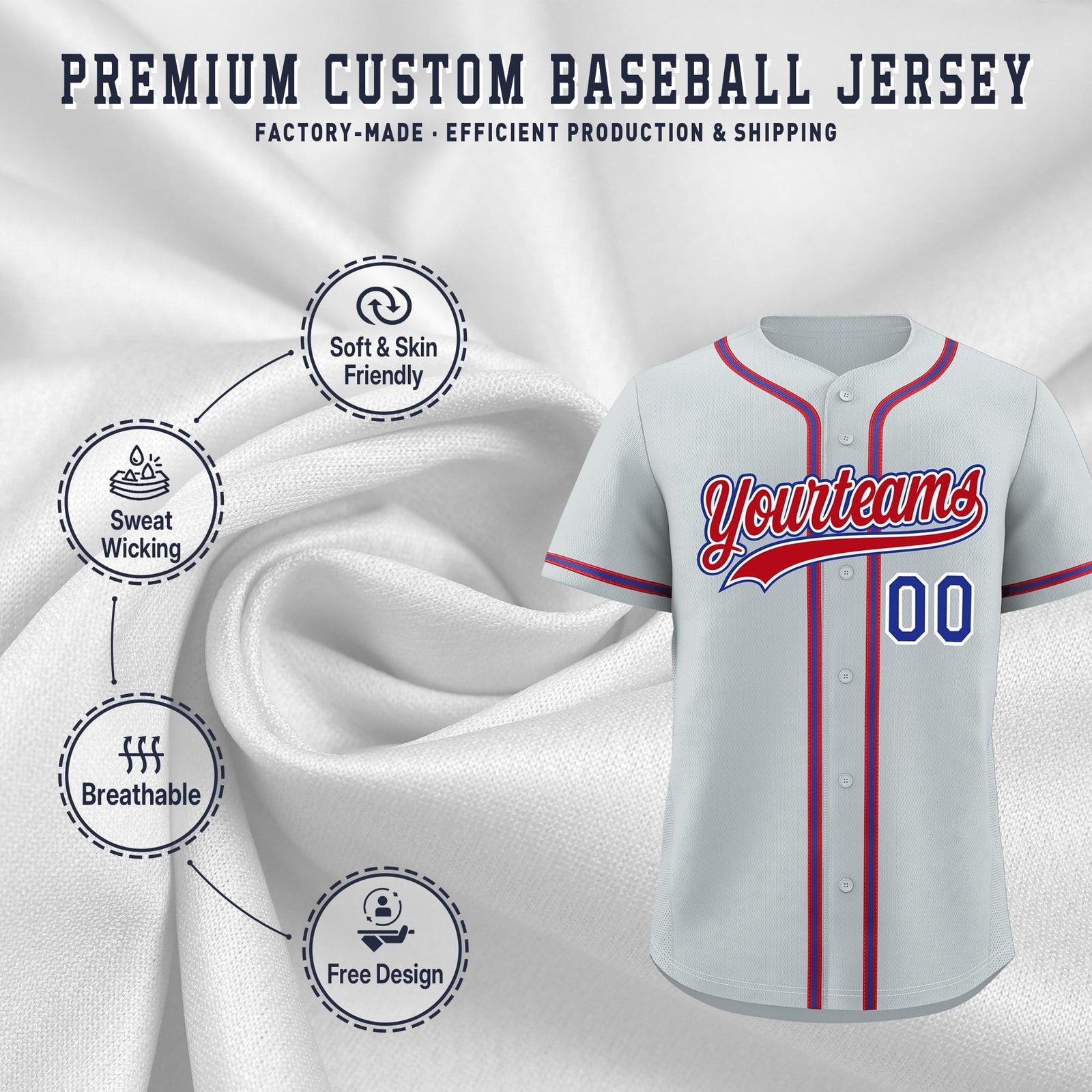 Custom Silver Classic Style Stitched Sports Uniform Personalized For Teams Quick Dry Baseball Jersey| KXKSHOP