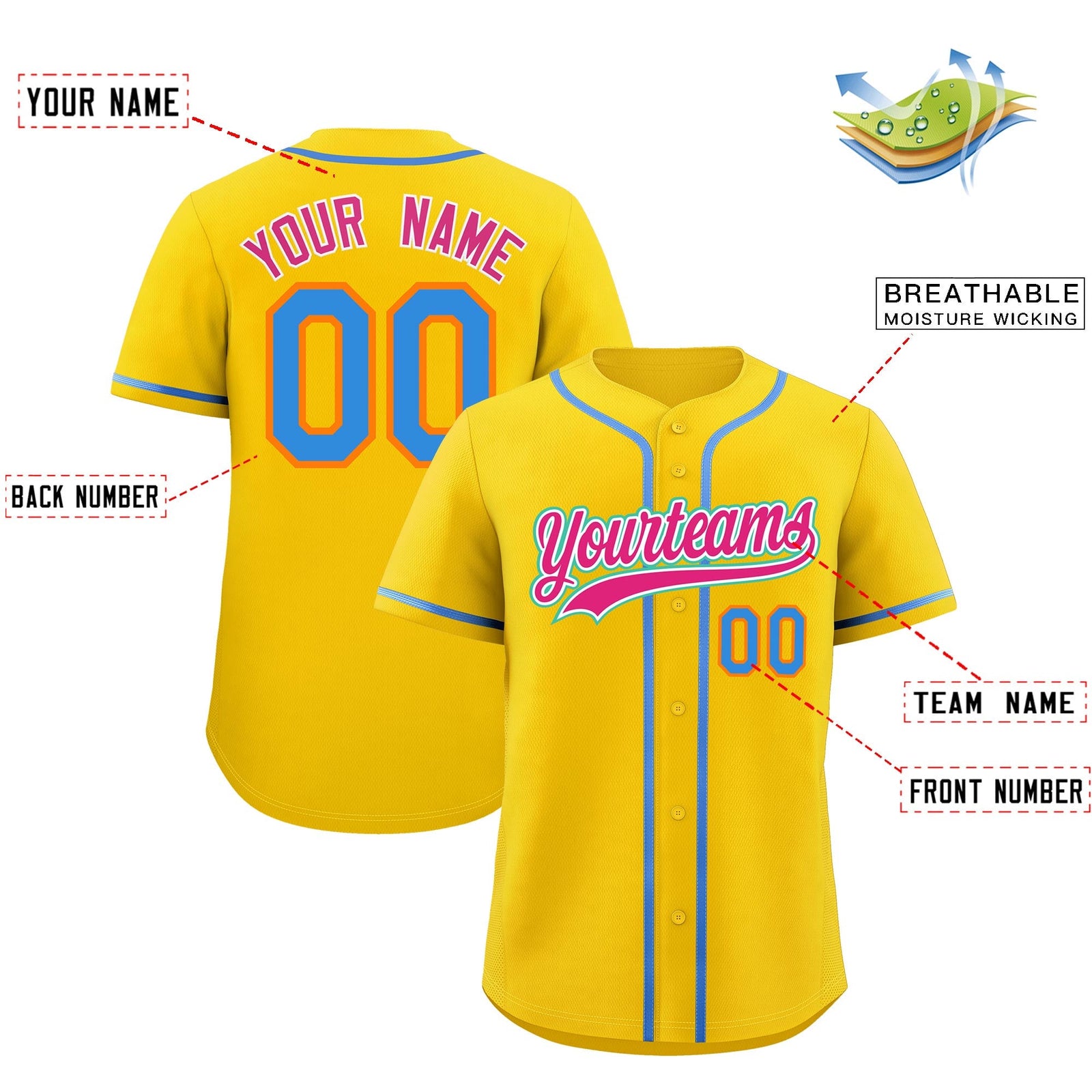 Custom Gold Classic Style Stitched Sports Uniform Personalized For Teams Lightweight Baseball Jersey| KXKSHOP