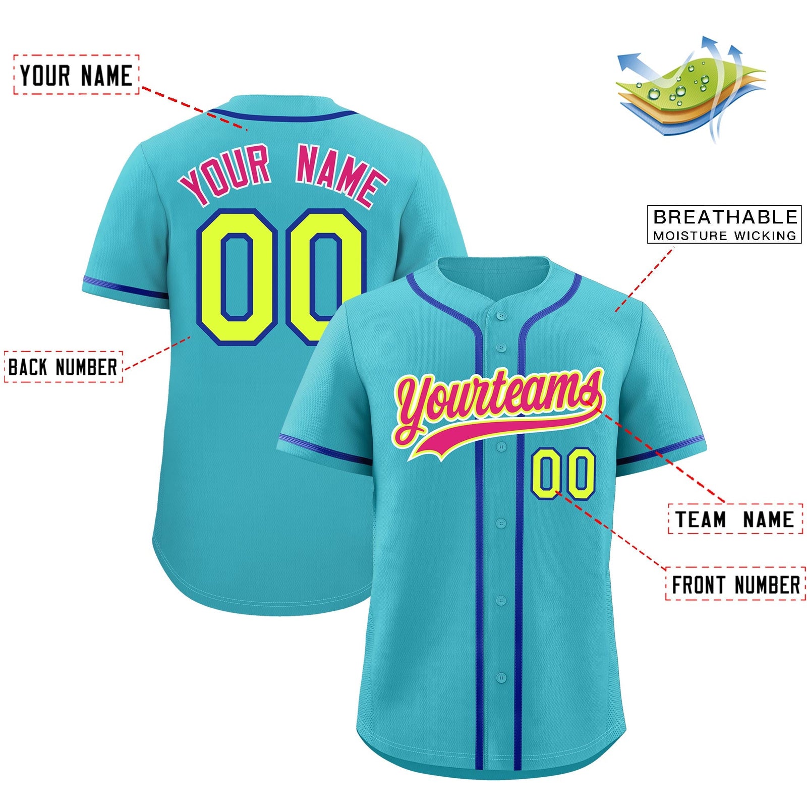 Custom Sky Blue Classic Style Stitched Sports Uniform Personalized For Teams Lightweight Baseball Jersey| KXKSHOP
