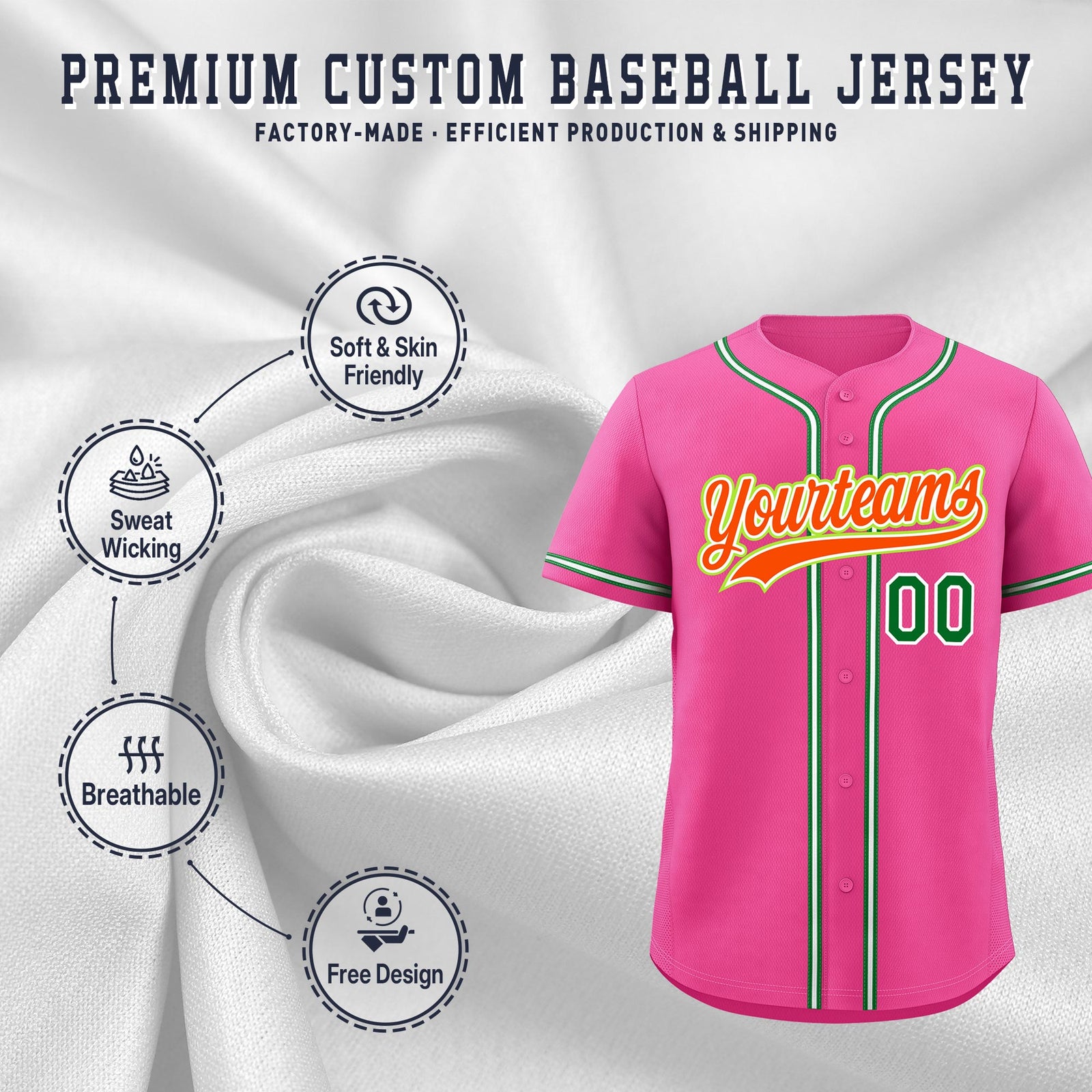 Custom Pink Classic Style Stitched Sports Uniform Personalized For Teams Lightweight Baseball Jersey| KXKSHOP